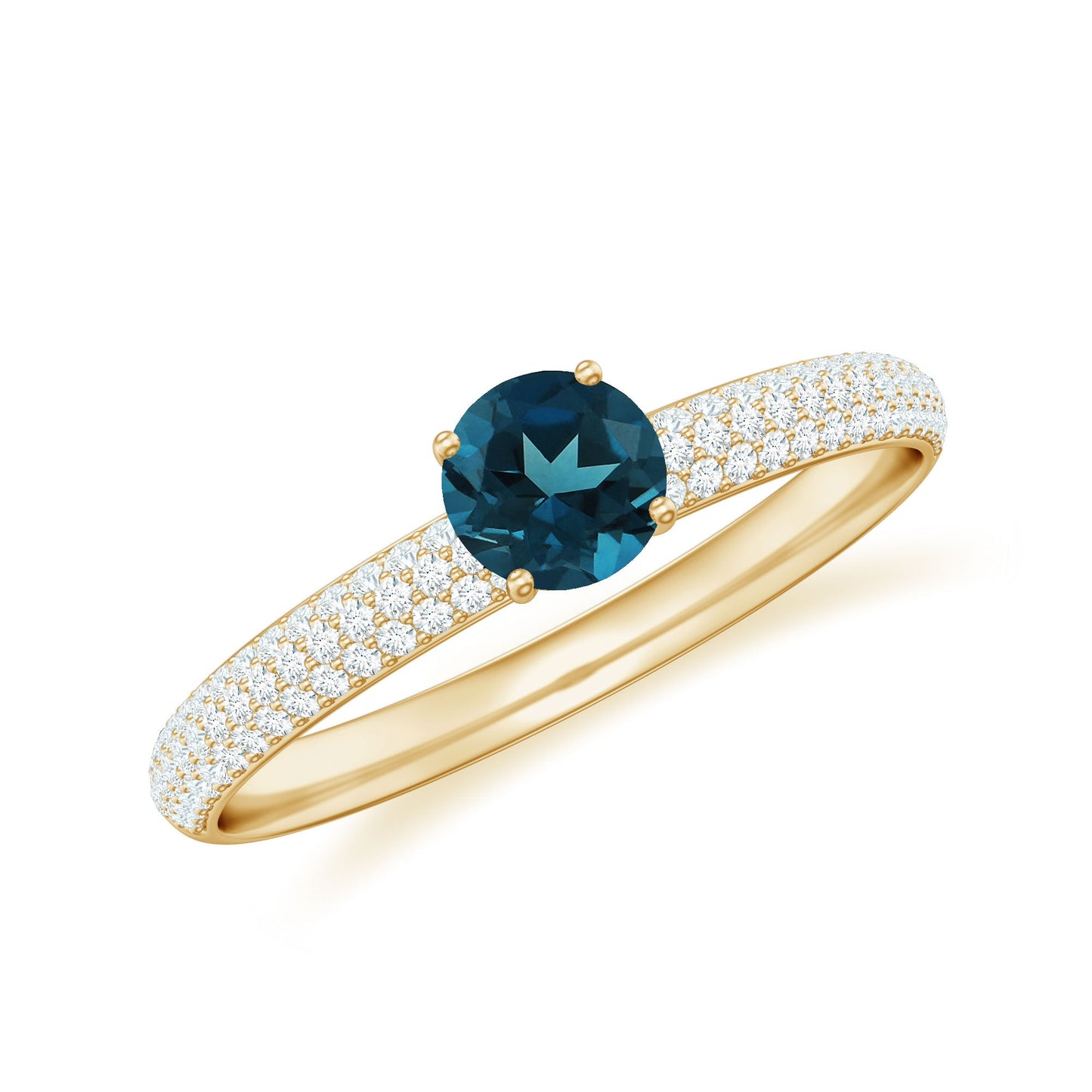 0.6 Carat London Blue Topaz Solitaire Promise Ring with Diamond