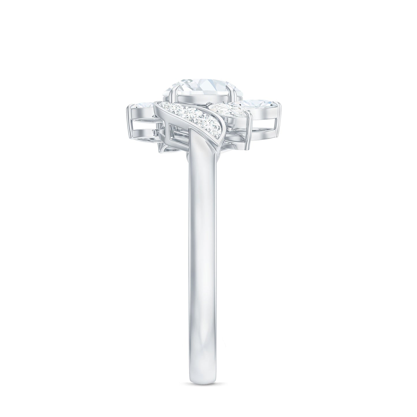 Certified Moissanite Flower Engagement Ring for Women