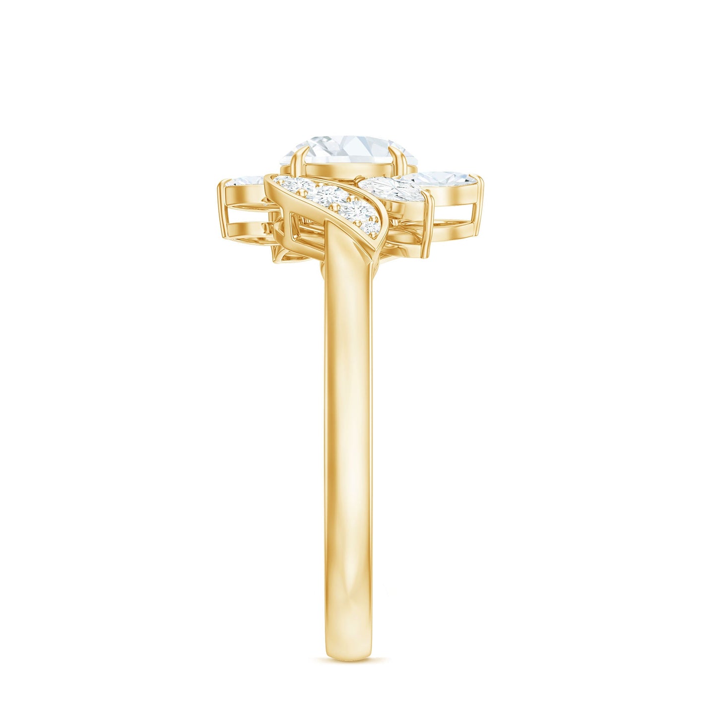 Certified Moissanite Flower Engagement Ring for Women
