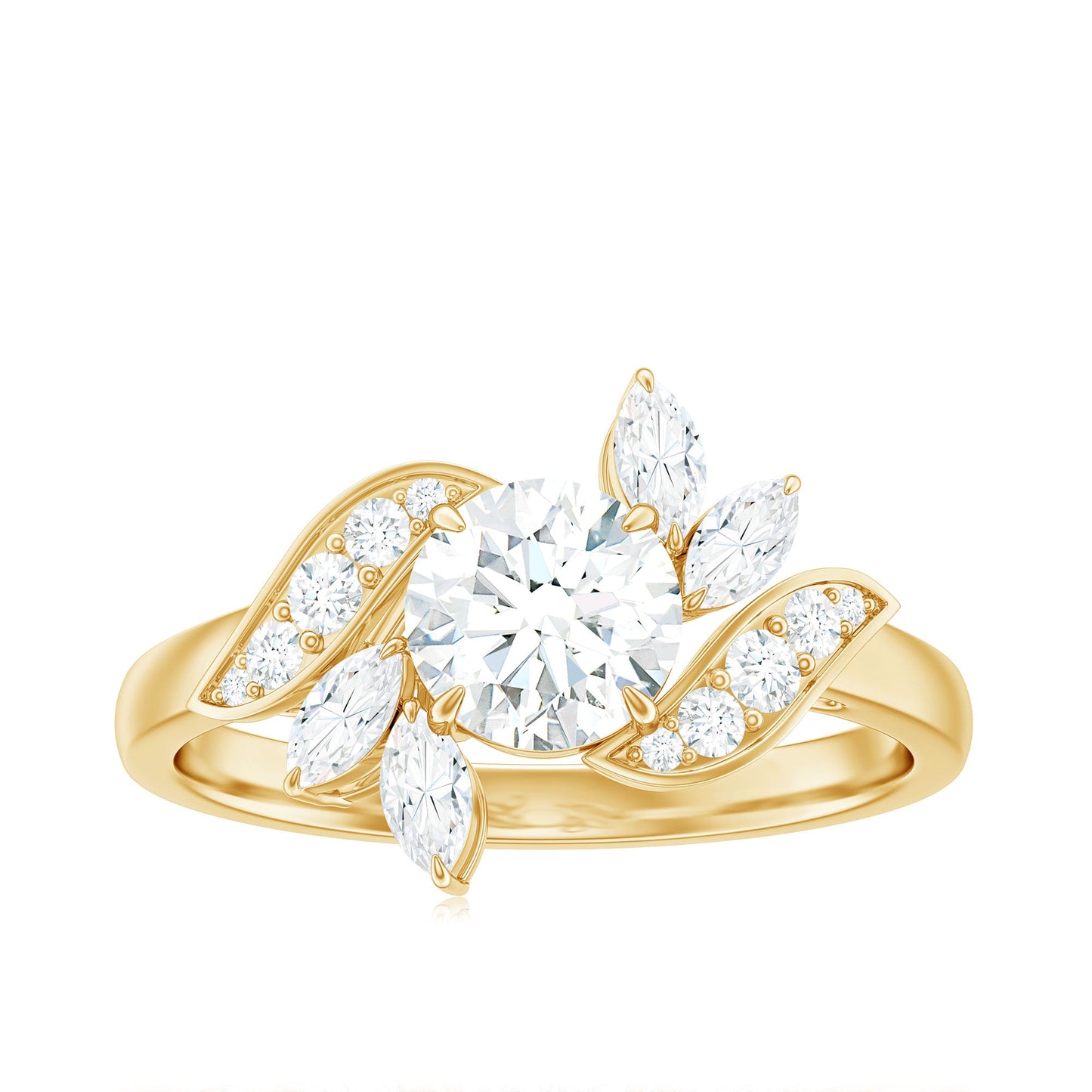 Certified Moissanite Flower Engagement Ring for Women