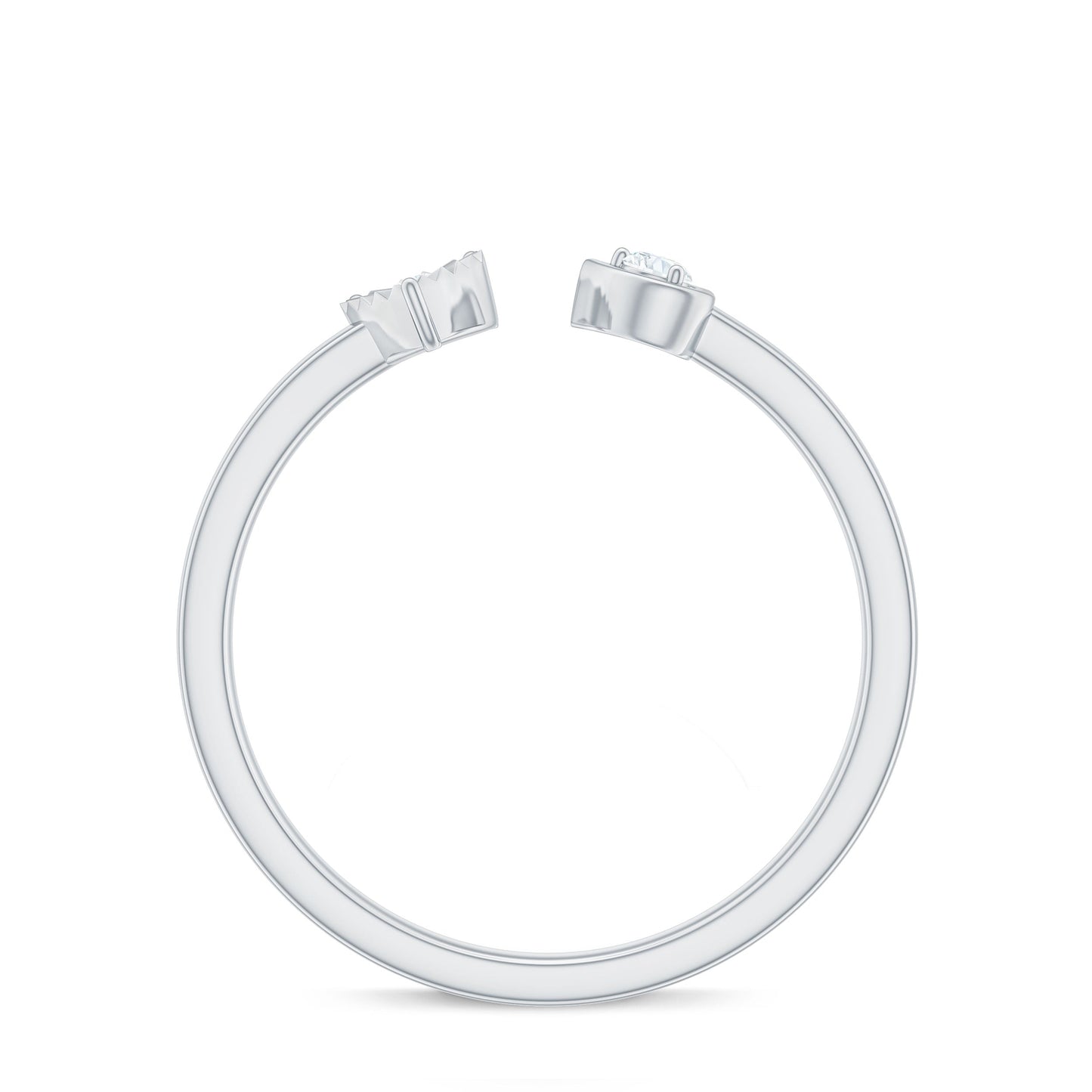Certified Real Diamond Heart Promise Ring in Cuff Style