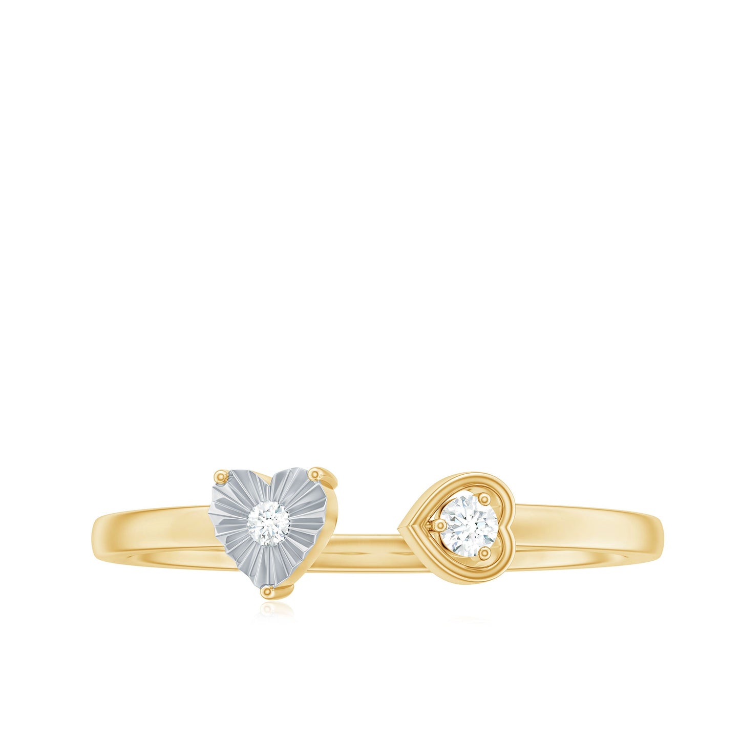Certified Real Diamond Heart Promise Ring in Cuff Style
