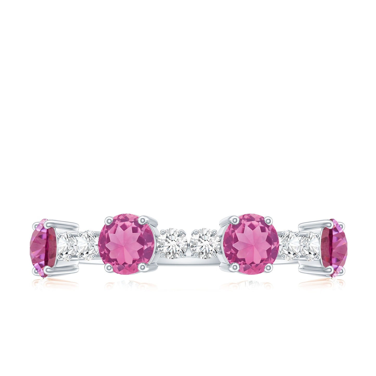 Alternate Semi Eternity Ring with Pink Tourmaline and Diamond