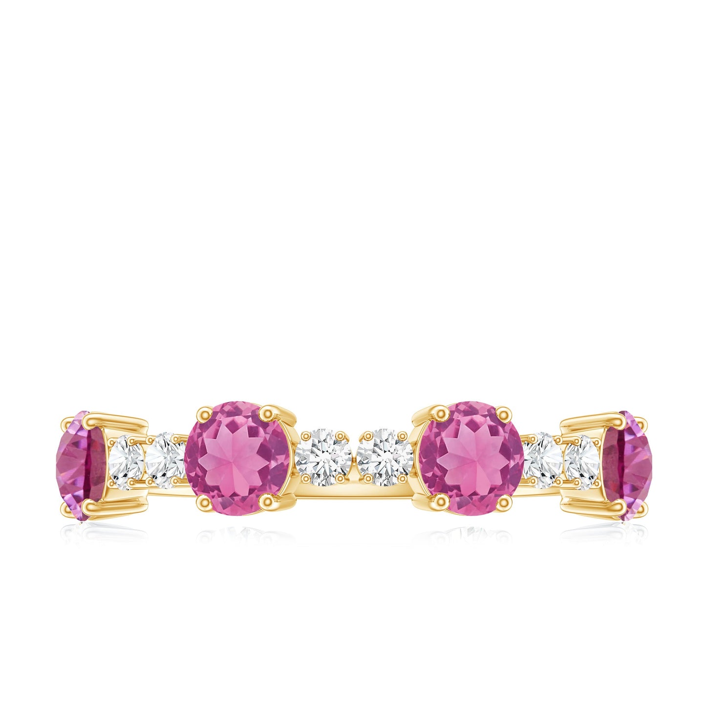 Alternate Semi Eternity Ring with Pink Tourmaline and Diamond