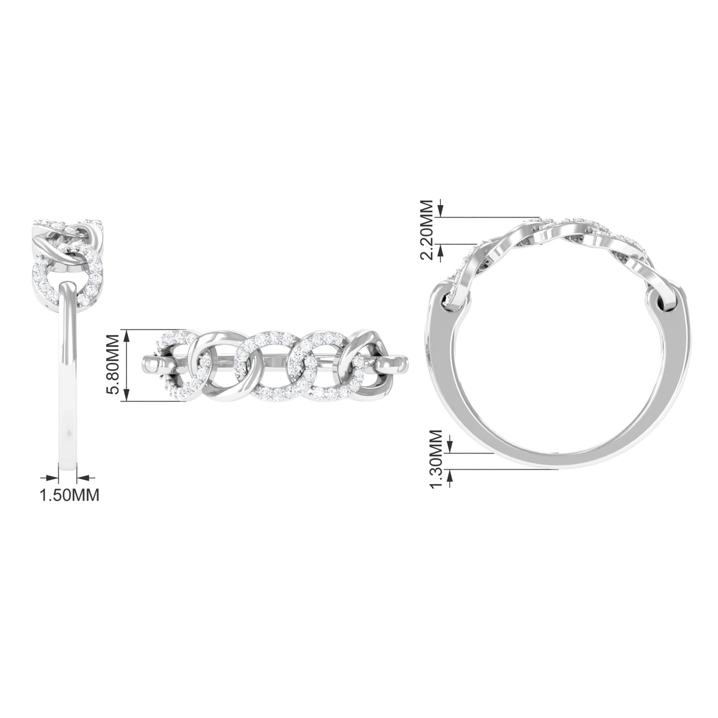 Contemporary Diamond Interlock Ring with Certificate