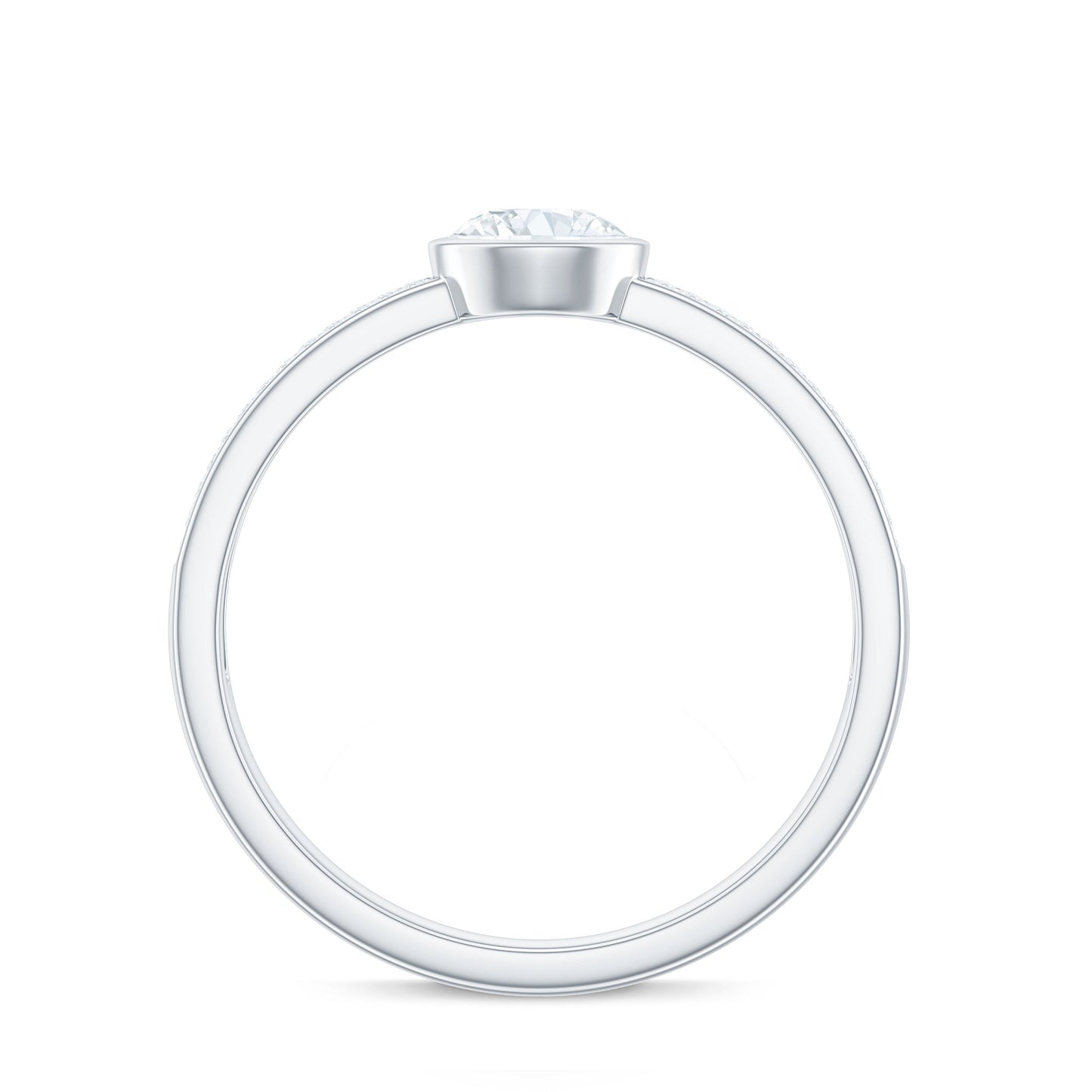 Bezel Set Moissanite Engagement Ring with Side Stones