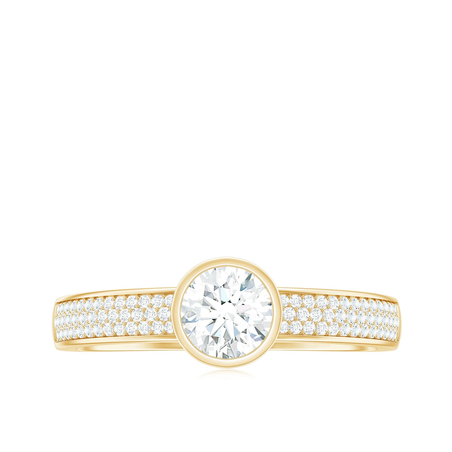 Bezel Set Moissanite Engagement Ring with Side Stones