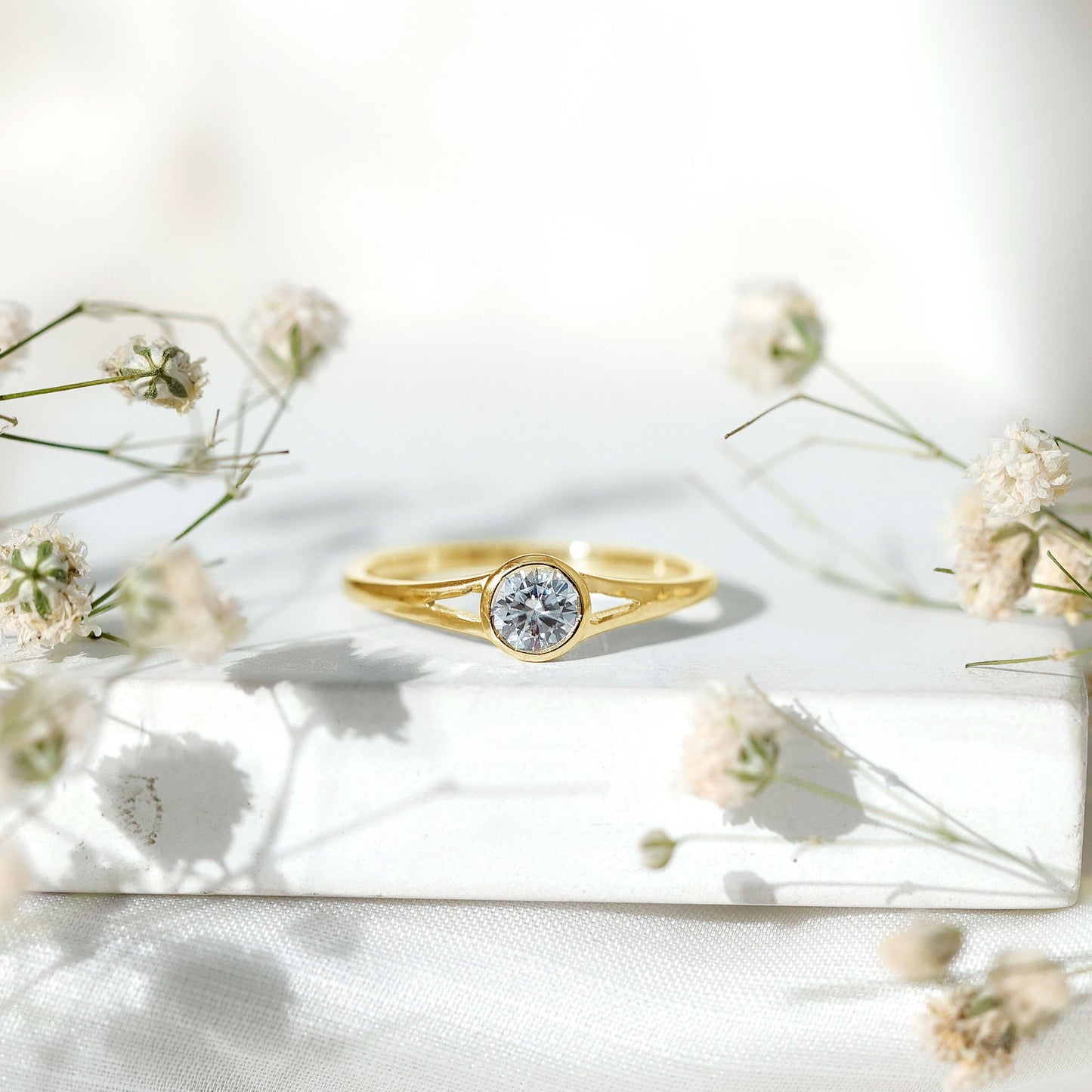 0.5 Carat Moissanite Solitaire Promise Ring in Split Shank
