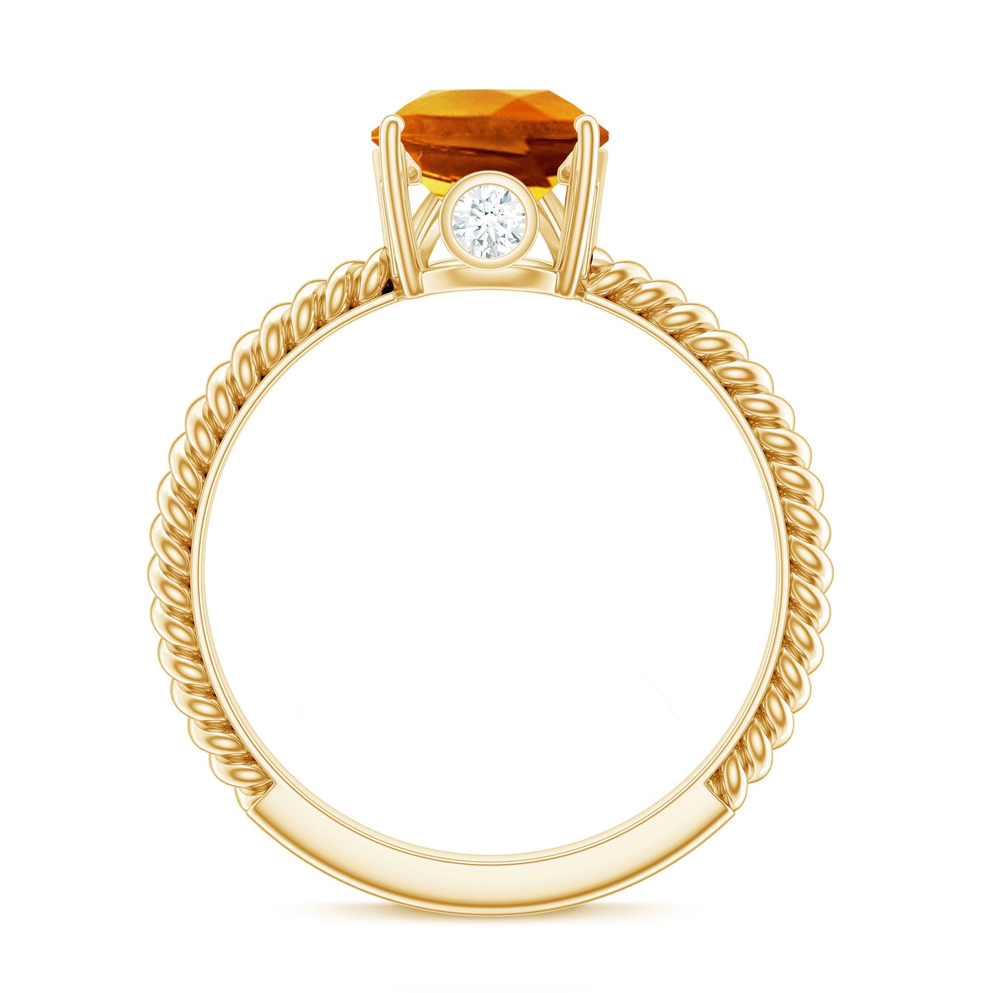2.5 Carat Lab Grown Orange Sapphire Pear Shaped Engagement Ring with Twisted Rope