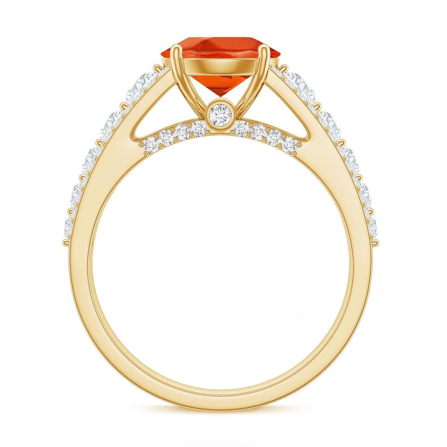 2.25 Carat Lab Grown Orange Sapphire Solitaire Engagement Ring with Side Stones