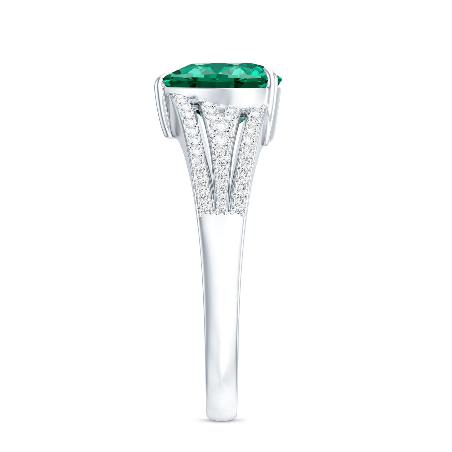 Designer 2 Carat Lab Grown Emerald Heart Engagement Ring With Diamonds