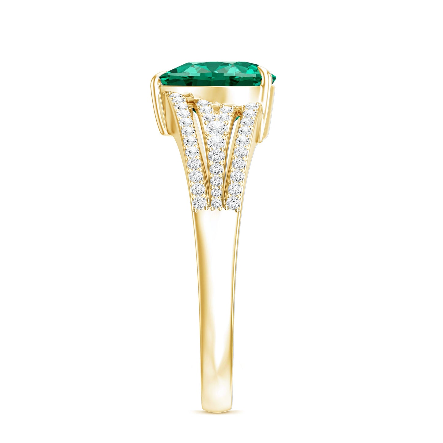 Designer 2 Carat Lab Grown Emerald Heart Engagement Ring With Diamonds