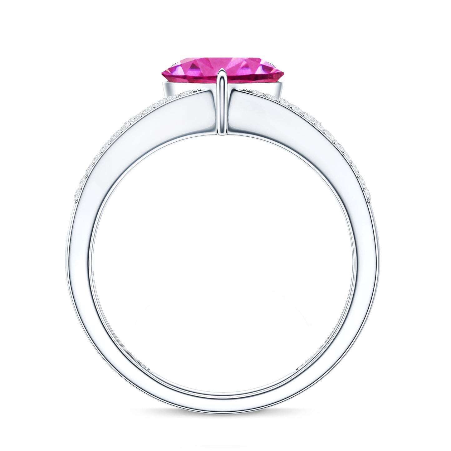 2 Carat Lab Created Pink Sapphire Heart Engagement Ring with Diamond