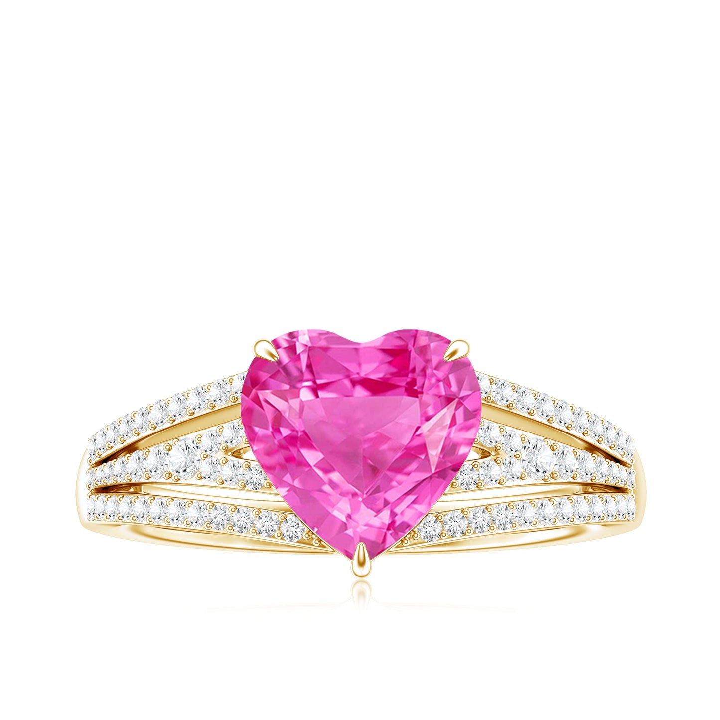 2 Carat Lab Created Pink Sapphire Heart Engagement Ring with Diamond