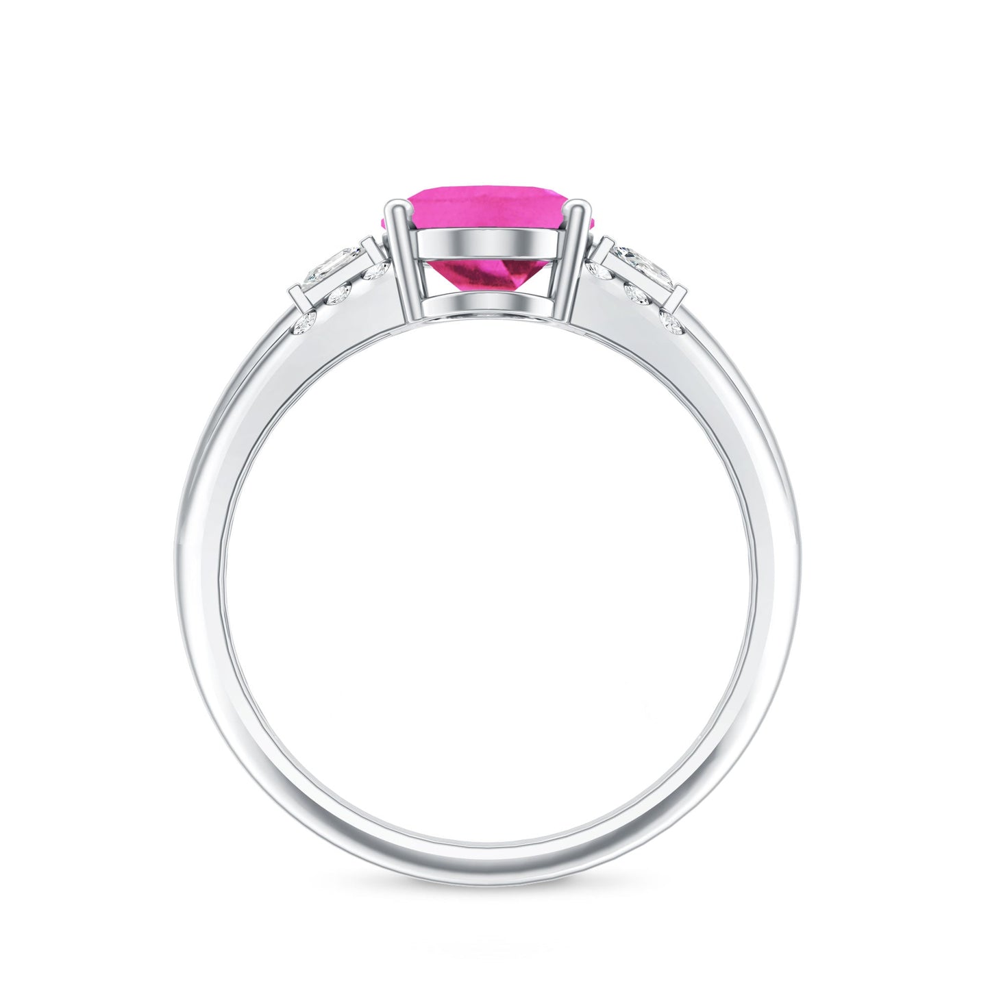 Lab Grown Pink Sapphire Oval Solitaire Engagement Ring with Diamond