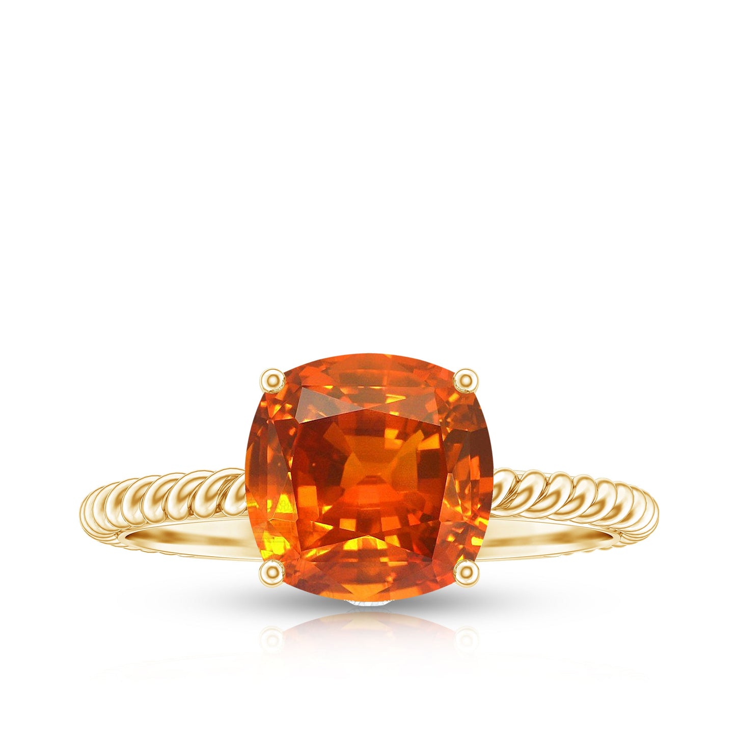 Certified 2.75 Carat Lab Grown Orange Sapphire Cushion Cut Engagement Ring with Diamond