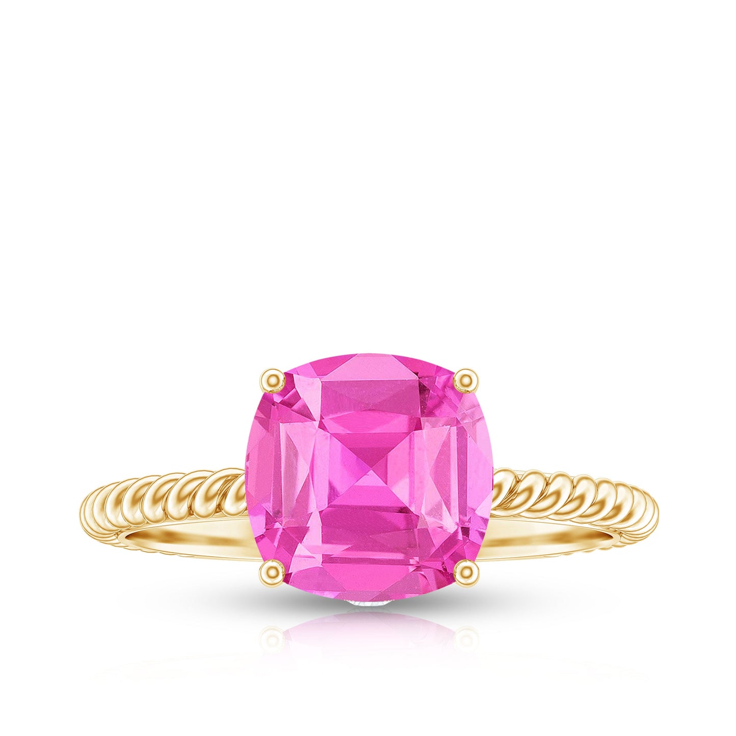 Created Pink Sapphire Solitaire Engagement Ring
