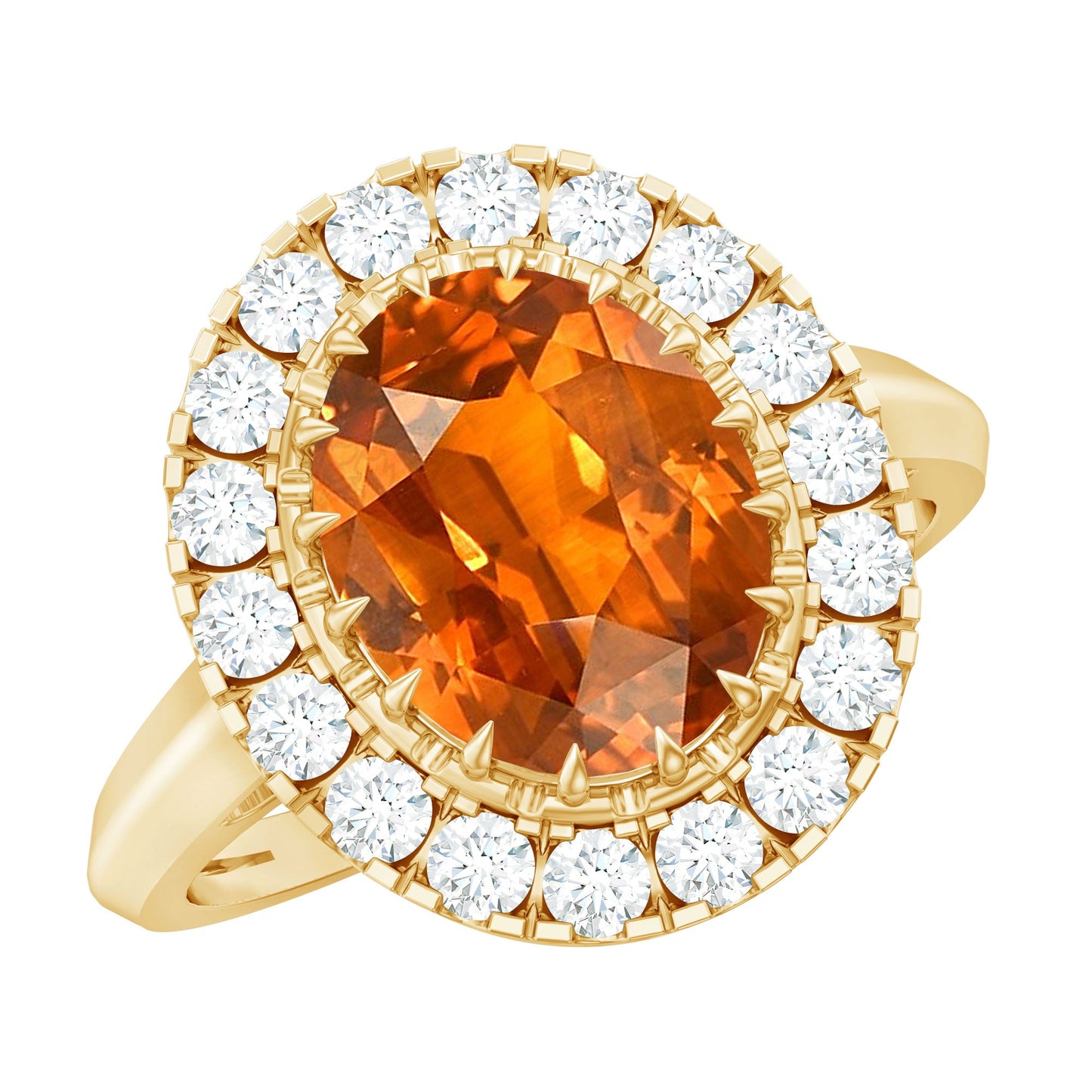 Certified 4 Carat Lab Grown Orange Sapphire Huge Engagement Ring with Diamonds