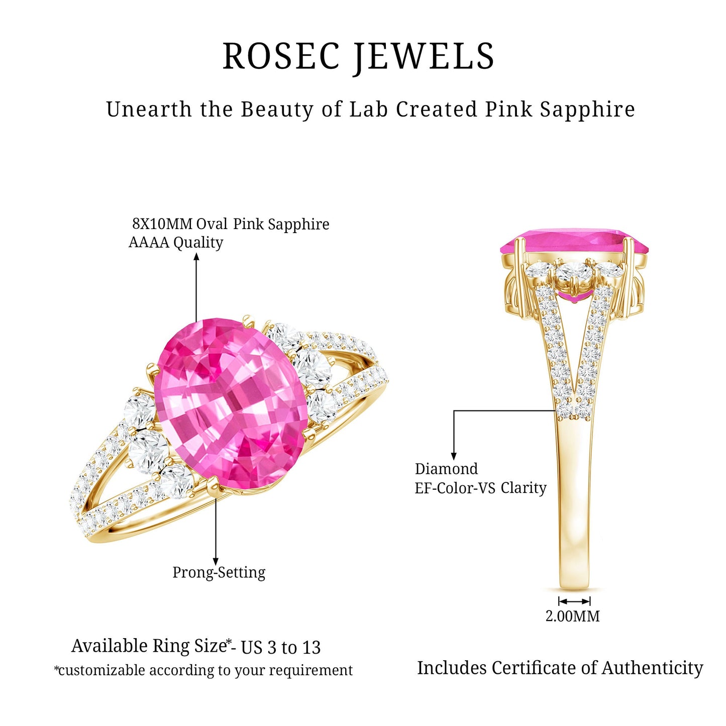 Certified 4 Carat Lab Created Pink Sapphire Oval Engagement Ring With Diamond