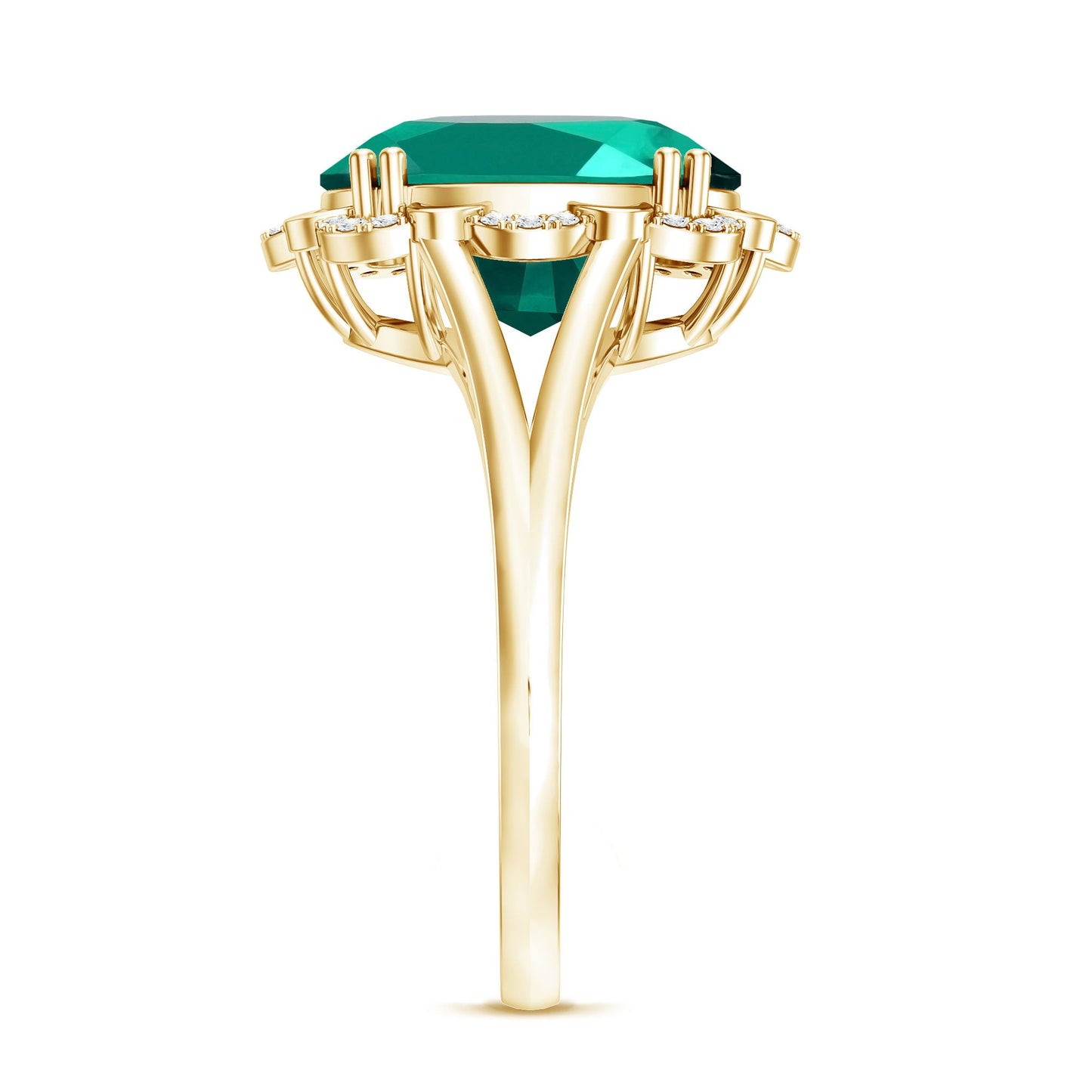 Vintage Looking 5 Carat Lab Created Emerald Engagement Ring with Diamond