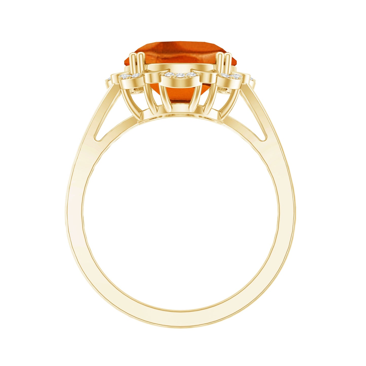 Certified 6 Carat Lab Grown Orange Sapphire Oval Engagement Ring with Diamond