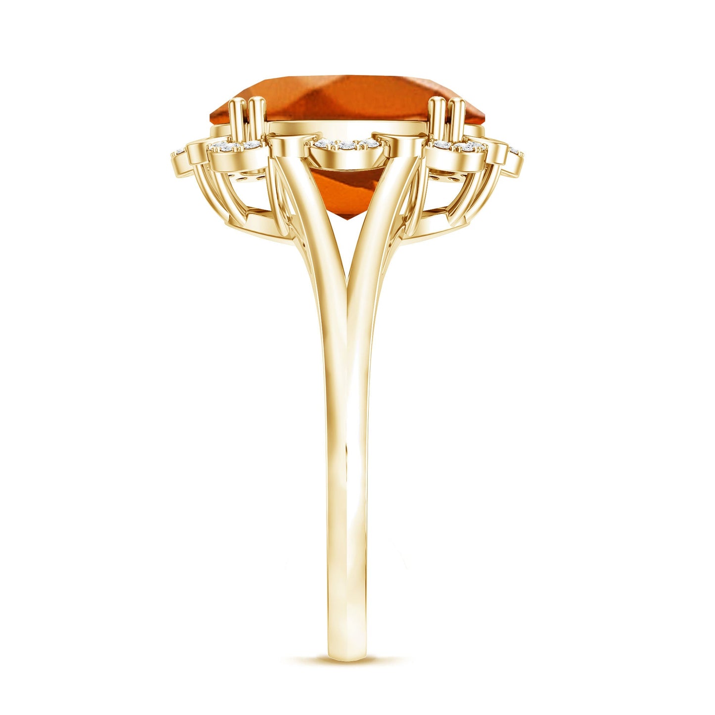 Certified 6 Carat Lab Grown Orange Sapphire Oval Engagement Ring with Diamond