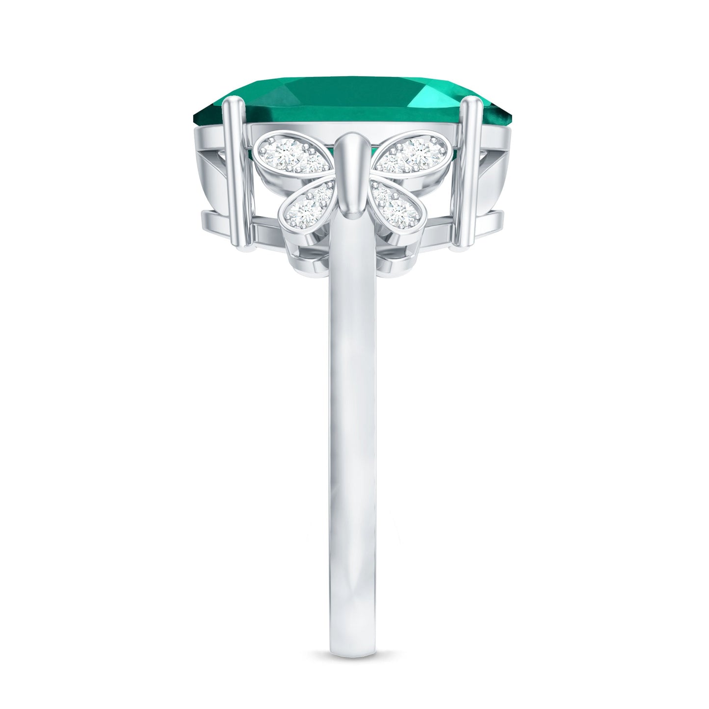Certified 6 Carat Lab Grown Emerald Statement Engagement Ring with Diamond
