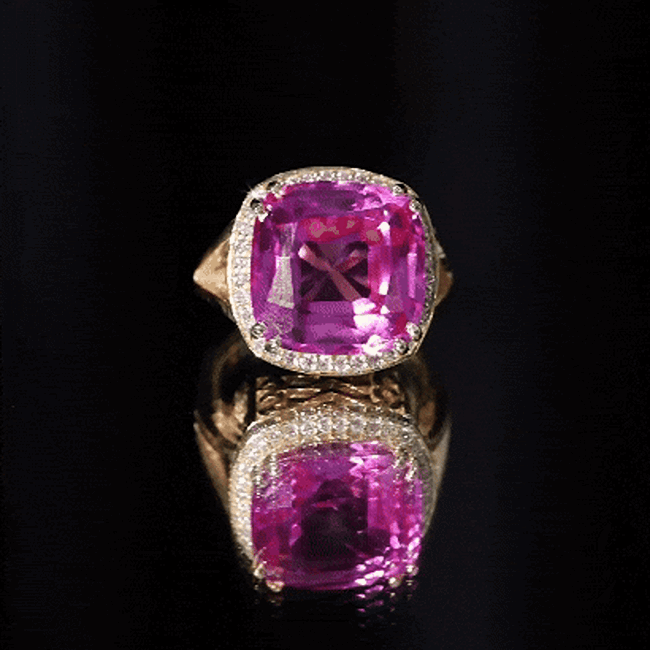 6 Carat Cushion Cut Lab Created Pink Sapphire Huge Engagement Ring