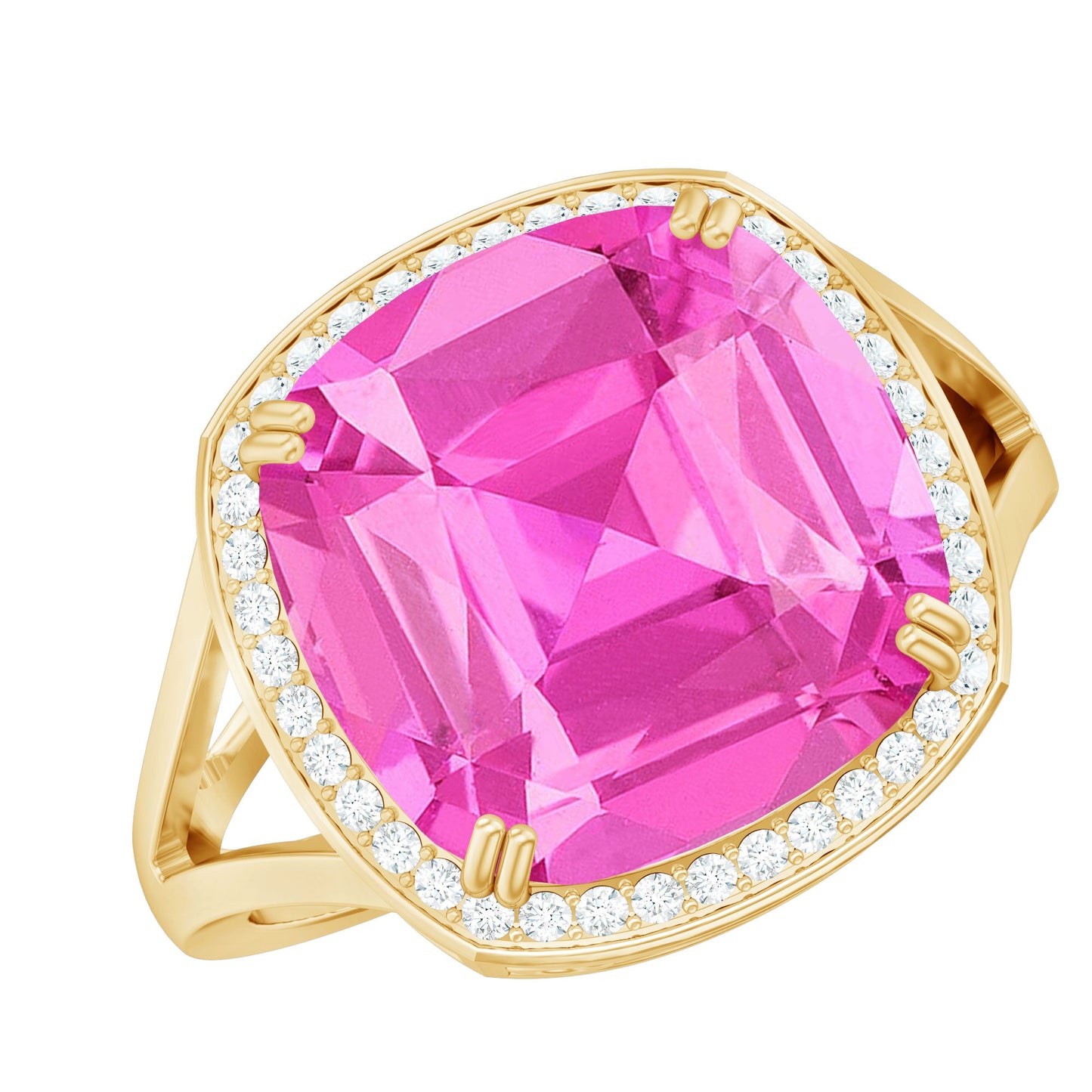 6 Carat Cushion Cut Lab Created Pink Sapphire Huge Engagement Ring