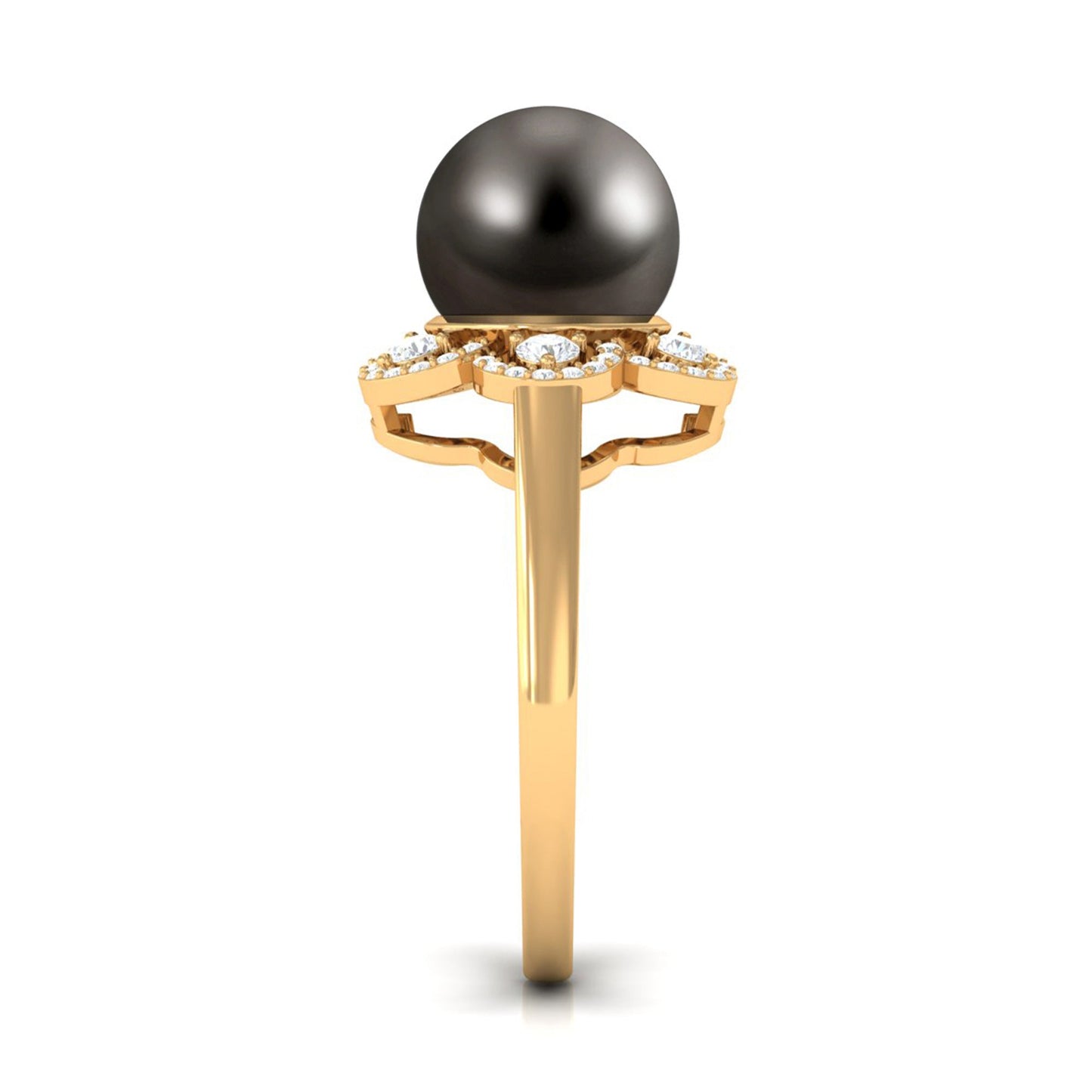 Natural Tahitian Pearl Flower Cocktail Ring with Diamond