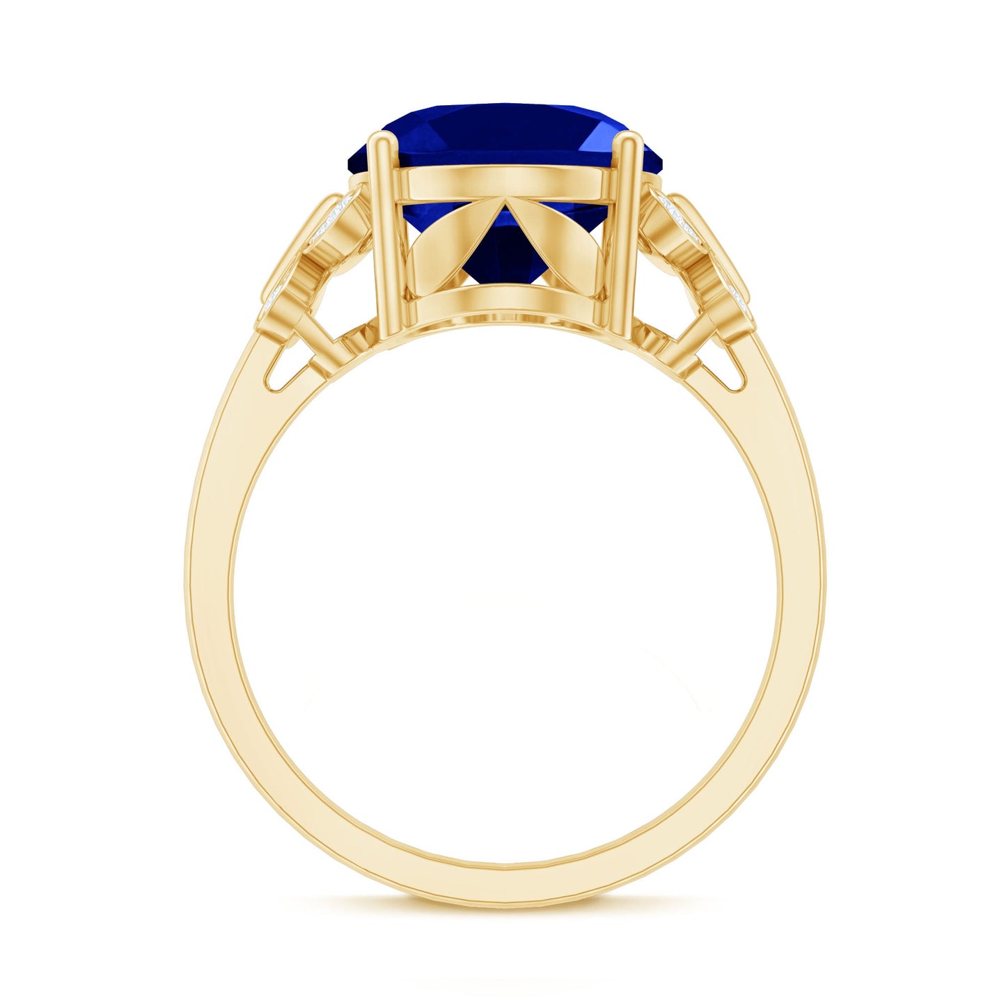 Certified Oval 6 Carat Lab Grown Blue Sapphire Statement Engagement Ring with Diamond