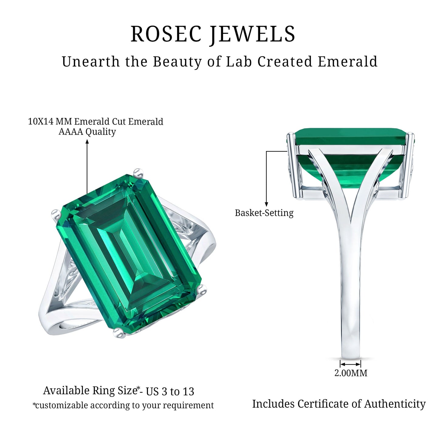 Lab Created Emerald Solitaire Engagement Ring
