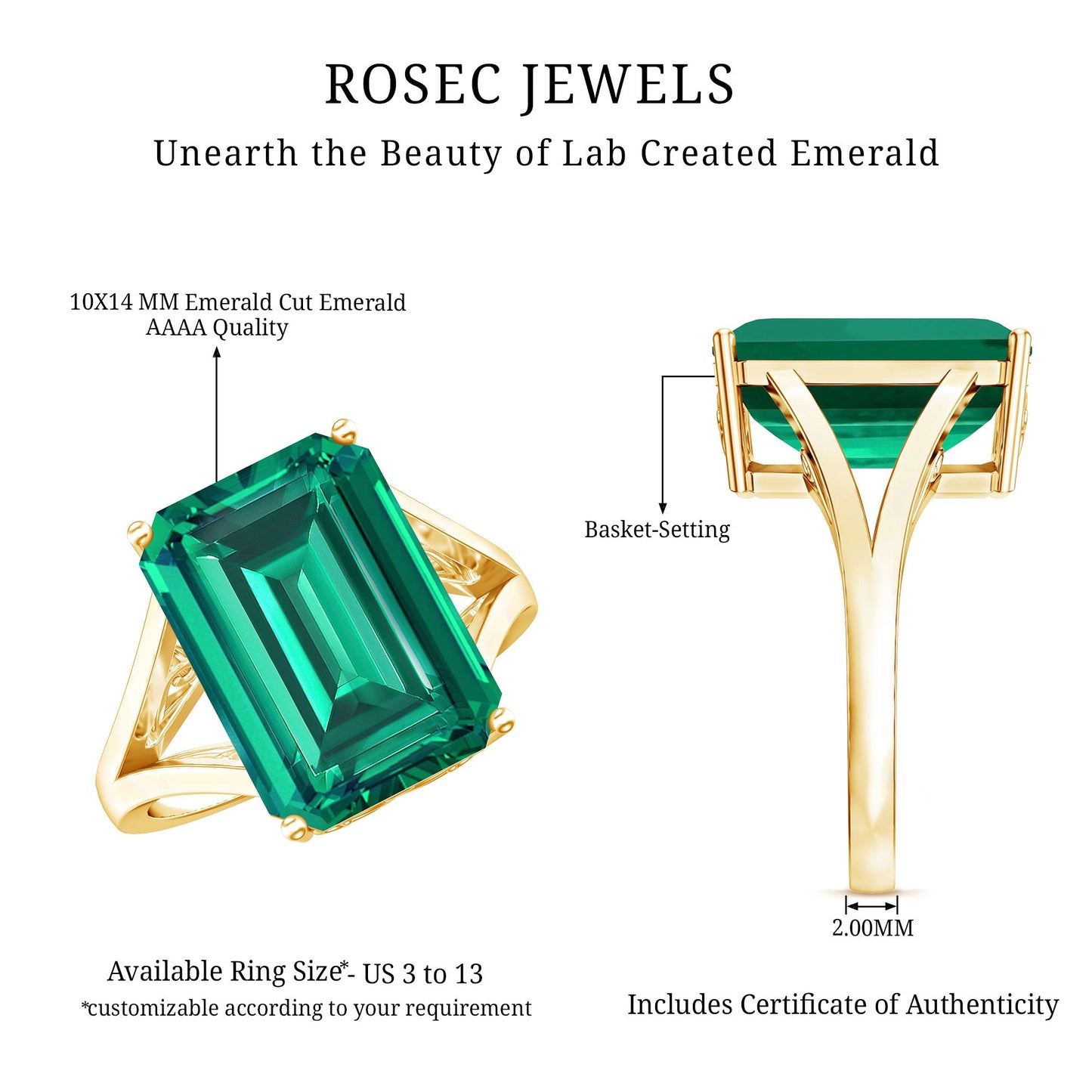 Lab Created Emerald Solitaire Engagement Ring