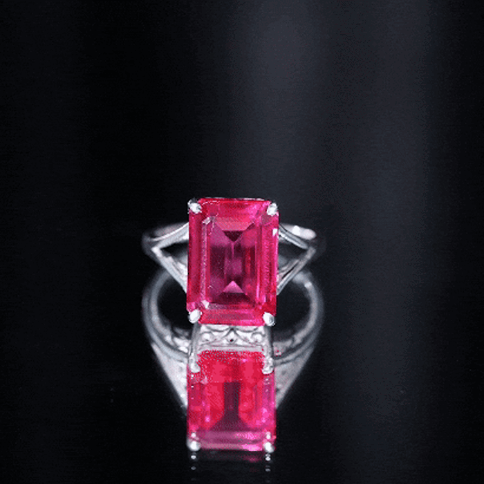 Solitaire Lab Grown Pink Sapphire Big Engagement Ring With Certificate
