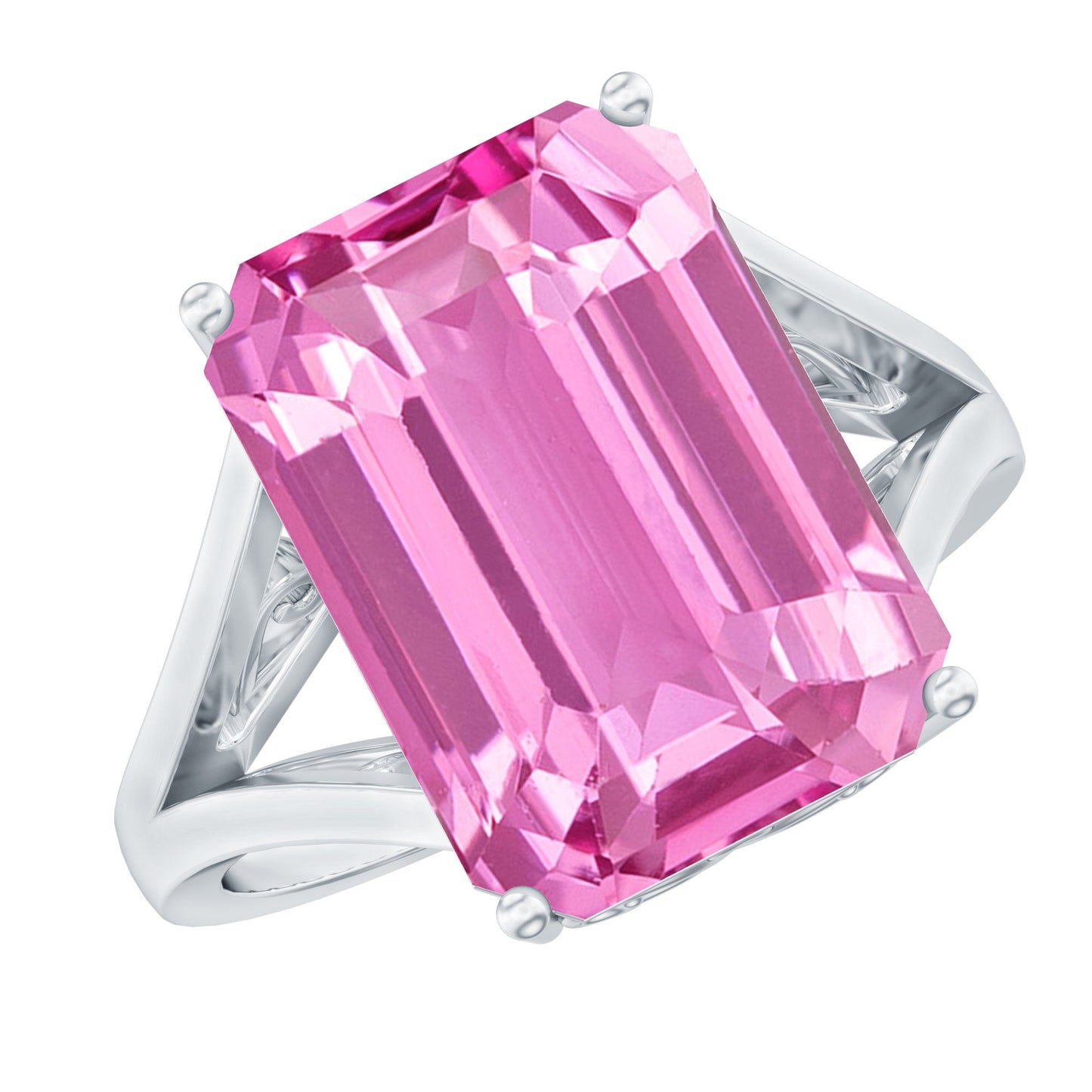 Solitaire Lab Grown Pink Sapphire Big Engagement Ring With Certificate
