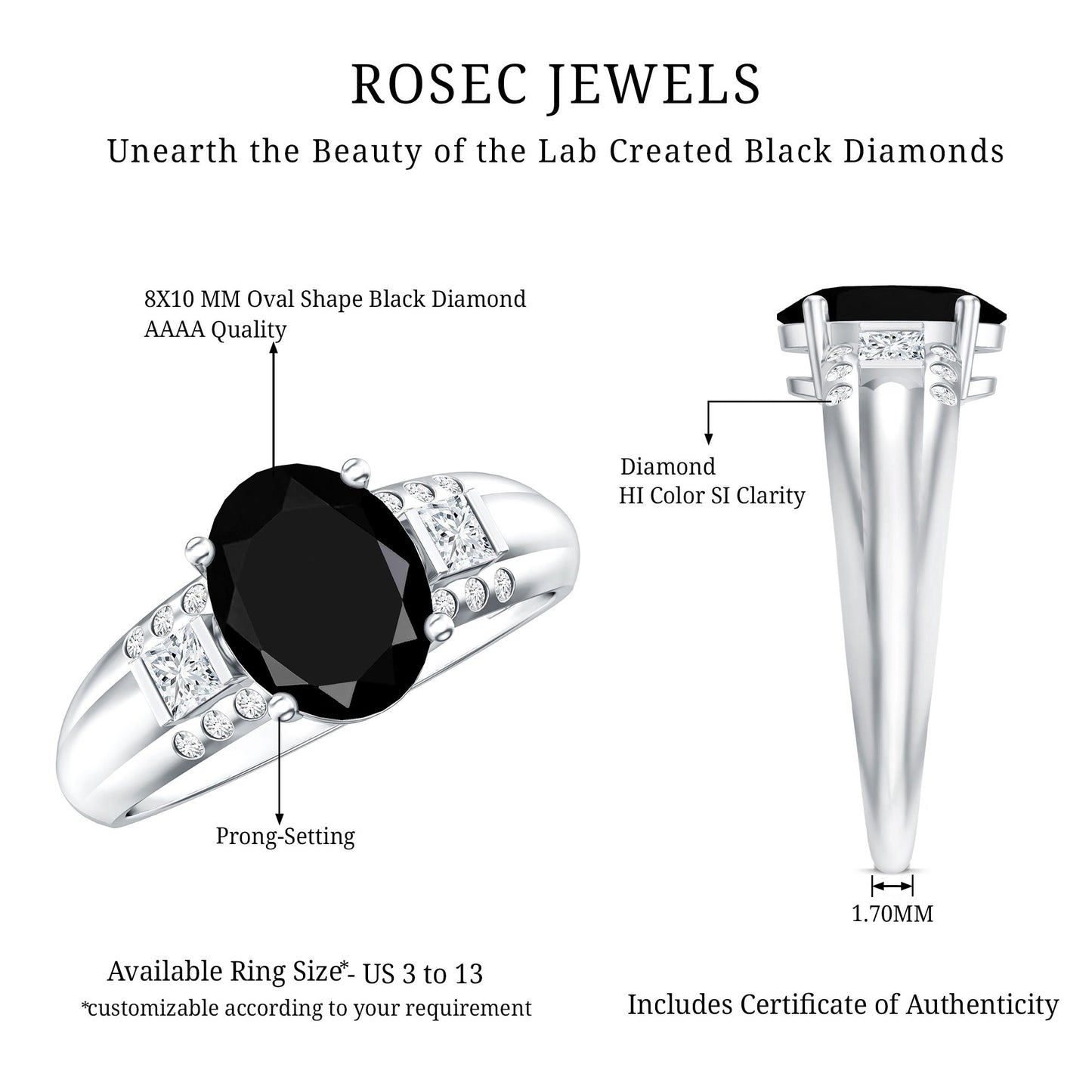 Certified 4.2 Carat Lab Grown Black and White Diamond Statement Engagement Ring