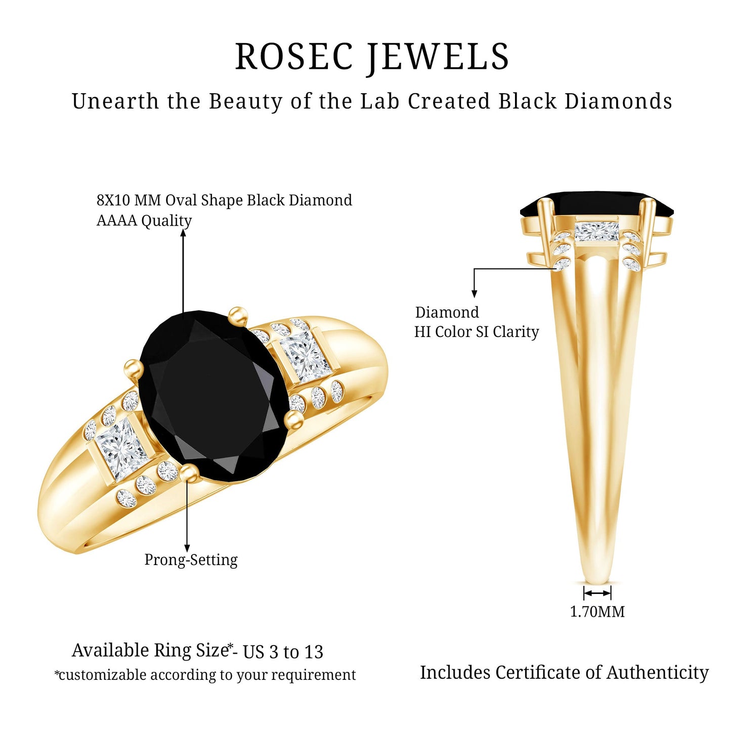 Certified 4.2 Carat Lab Grown Black and White Diamond Statement Engagement Ring
