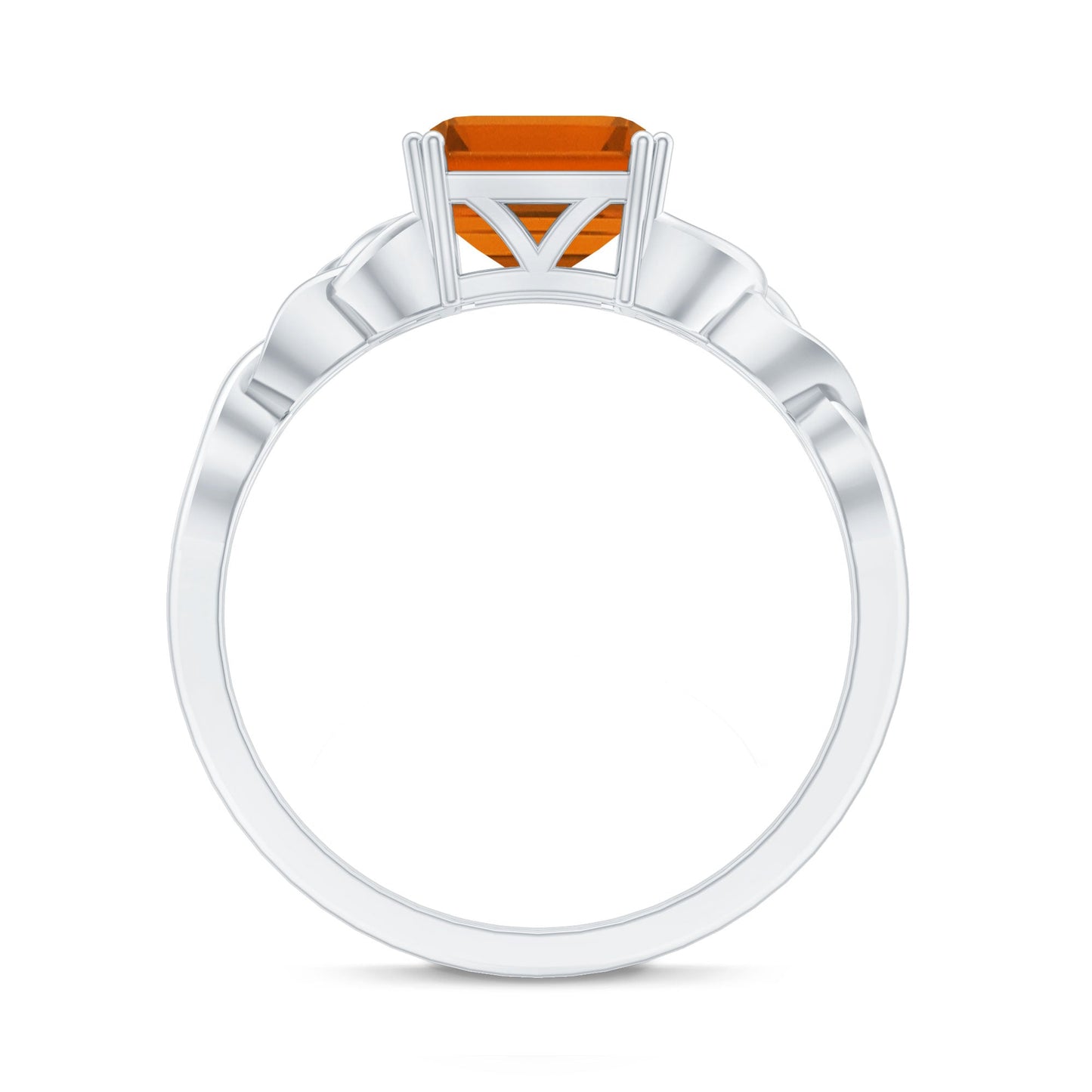4.8 Carat Asscher Cut Lab Grown Orange Sapphire Engagement Ring with Celtic Knot