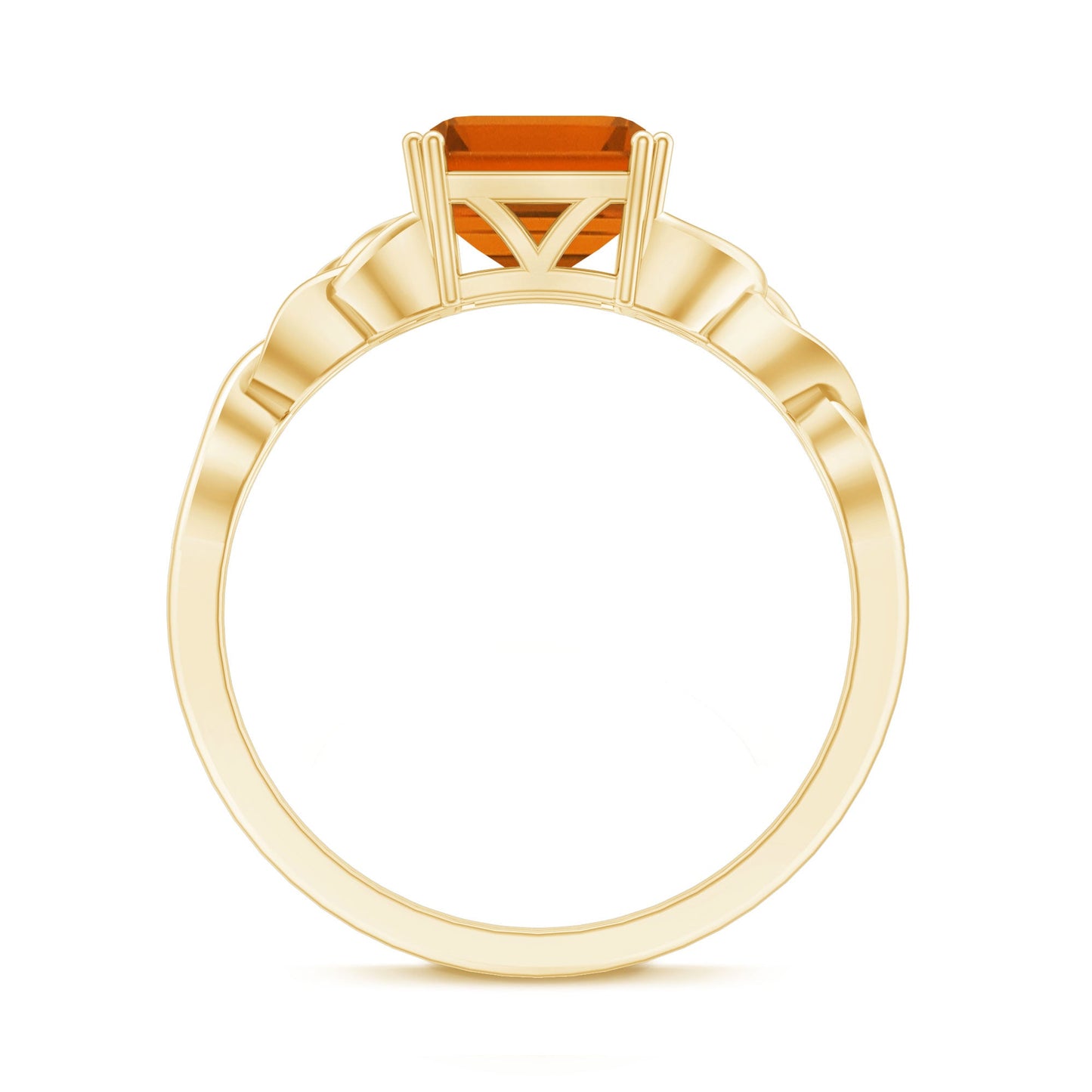 4.8 Carat Asscher Cut Lab Grown Orange Sapphire Engagement Ring with Celtic Knot