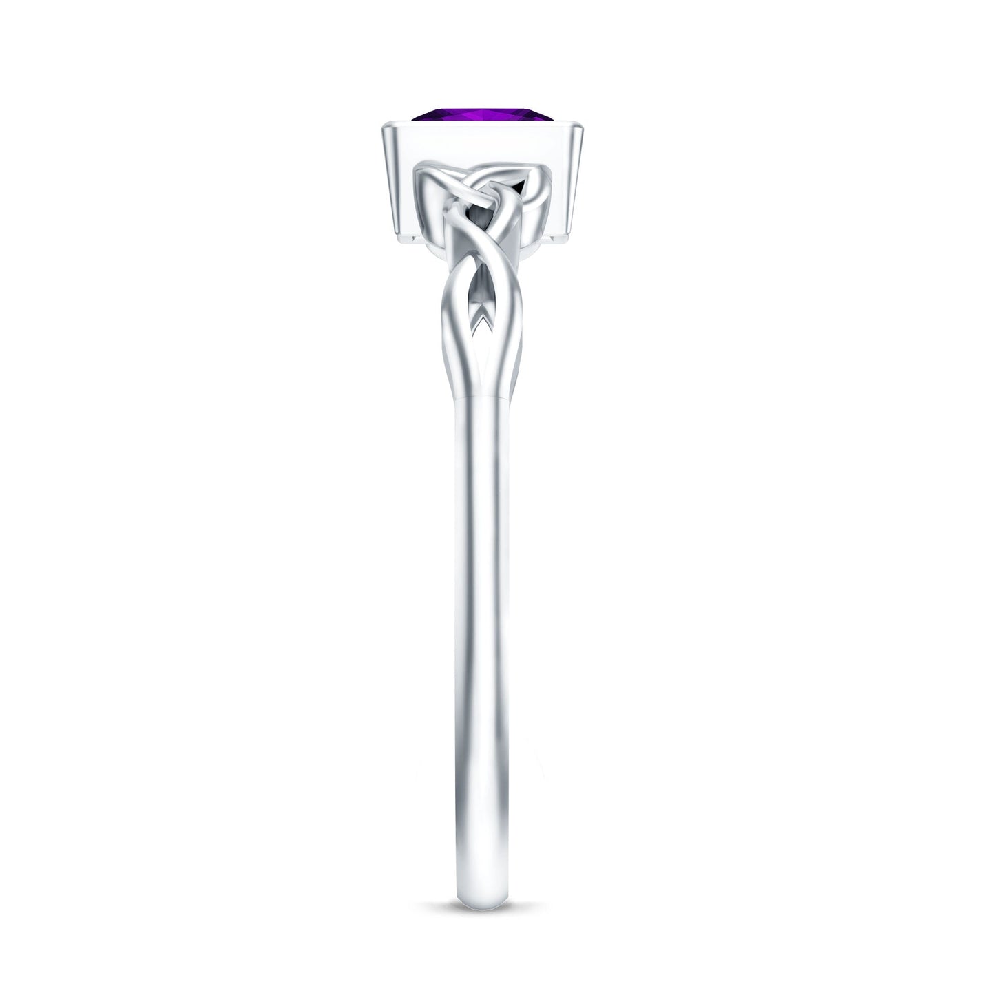 1.2 Carat Princess Cut Amethyst Promise Ring with Celtic Knot