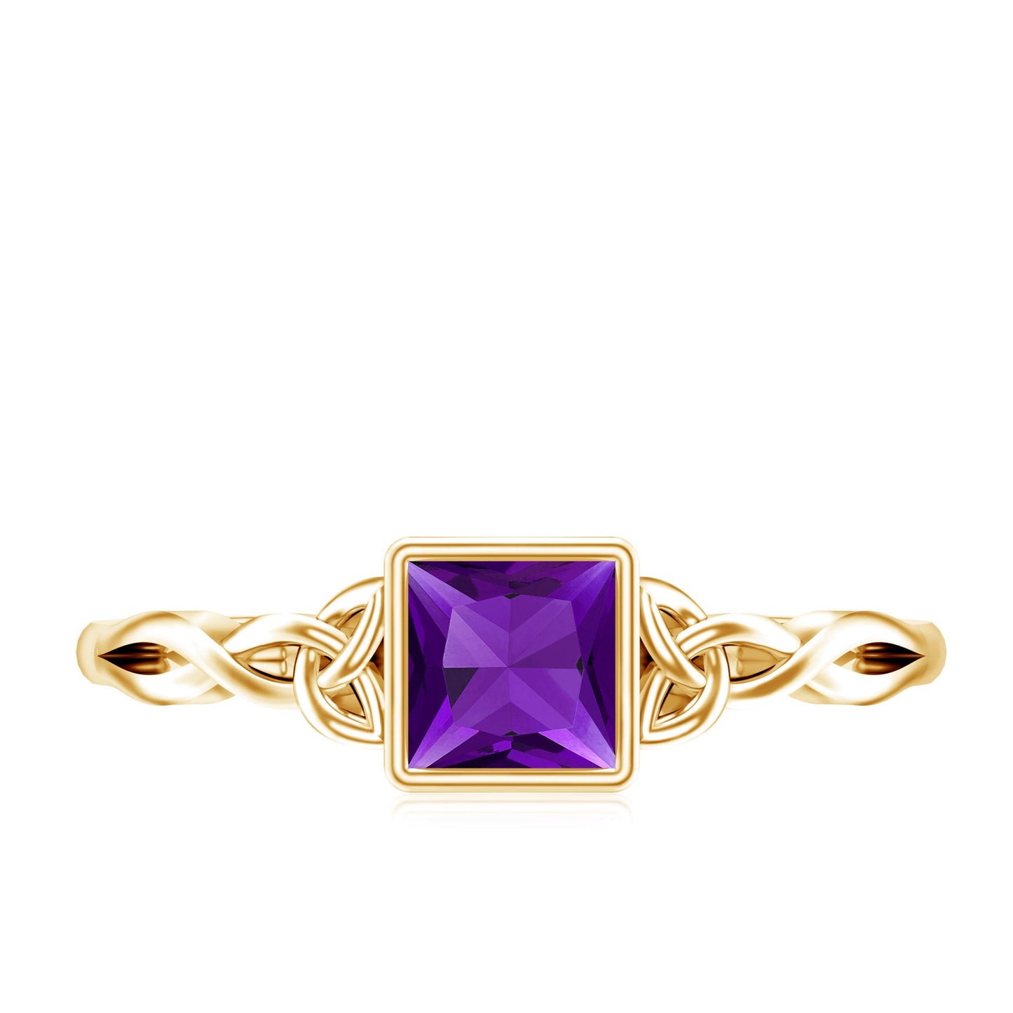 1.2 Carat Princess Cut Amethyst Promise Ring with Celtic Knot