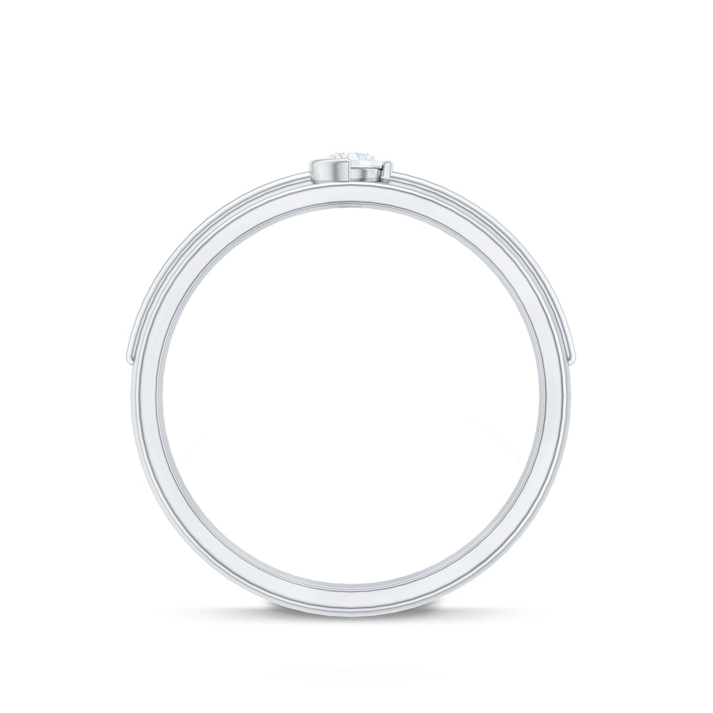 Bezel Set Round Moissanite Mens Wedding Band Ring
