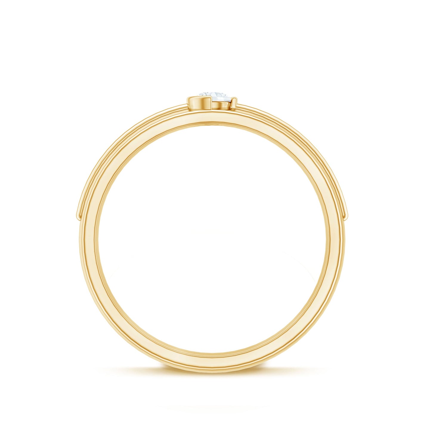 Bezel Set Round Moissanite Mens Wedding Band Ring