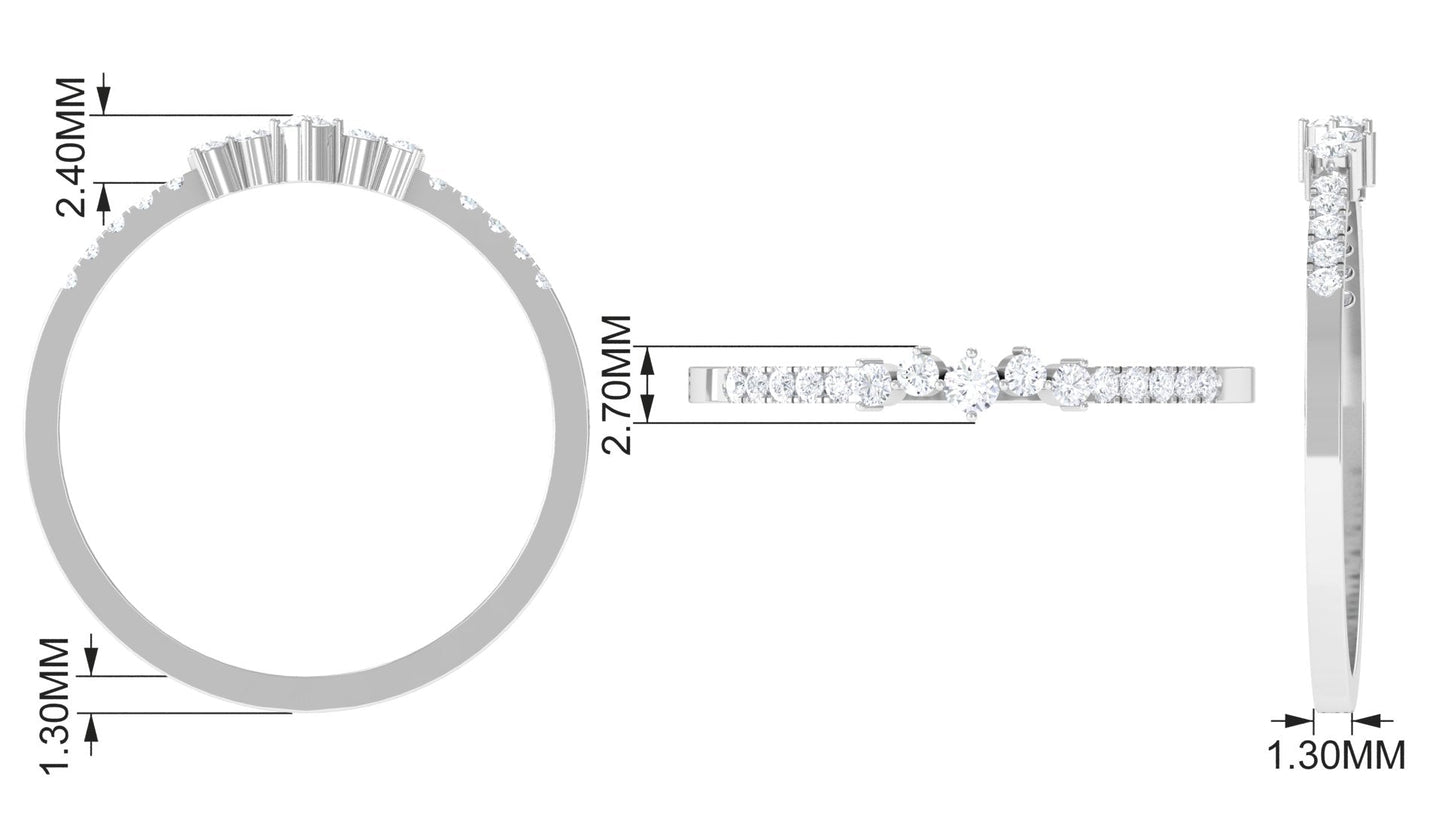Certified Natural Diamond Half Eternity Stackable Ring