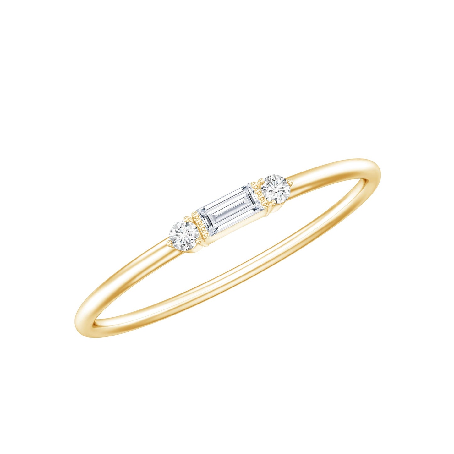 Minimalist Baguette and Round Diamond Promise Ring