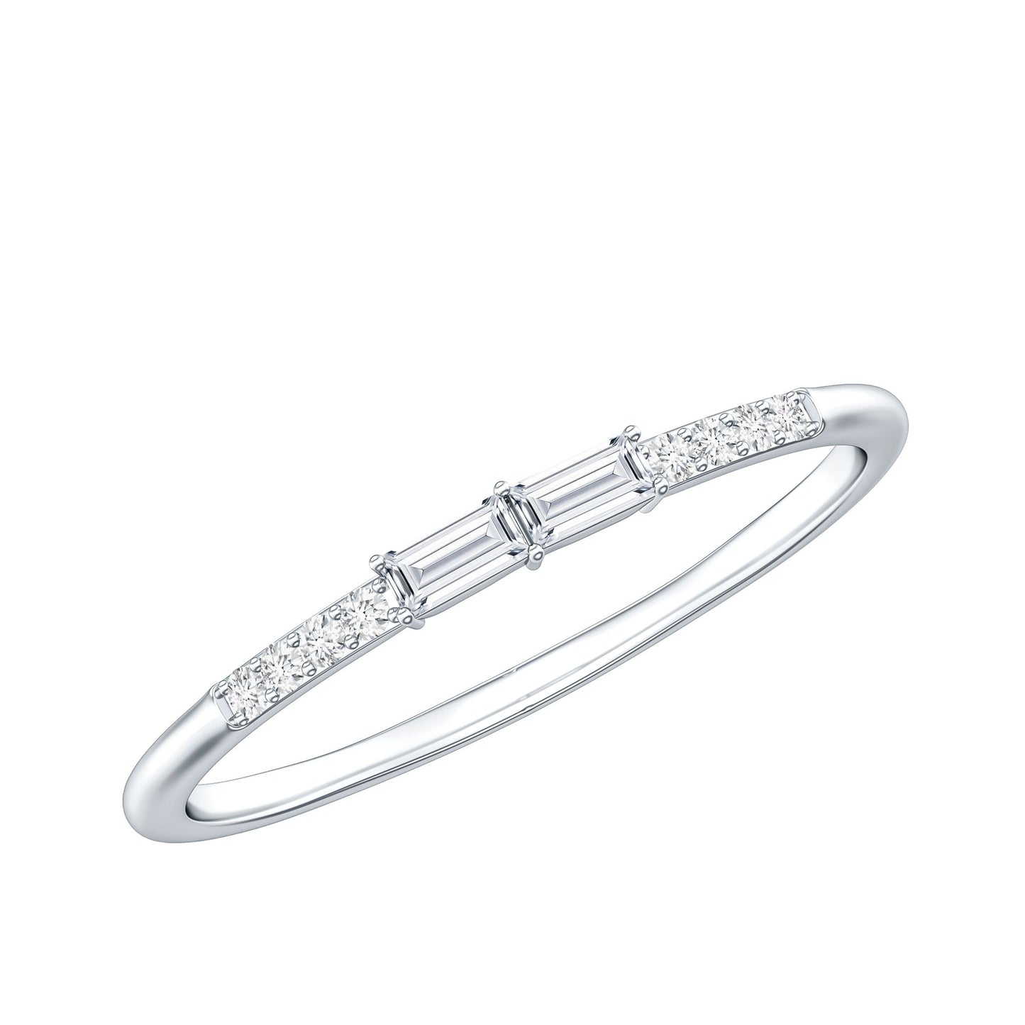 Baguette Diamond Stackable Ring in East West Style
