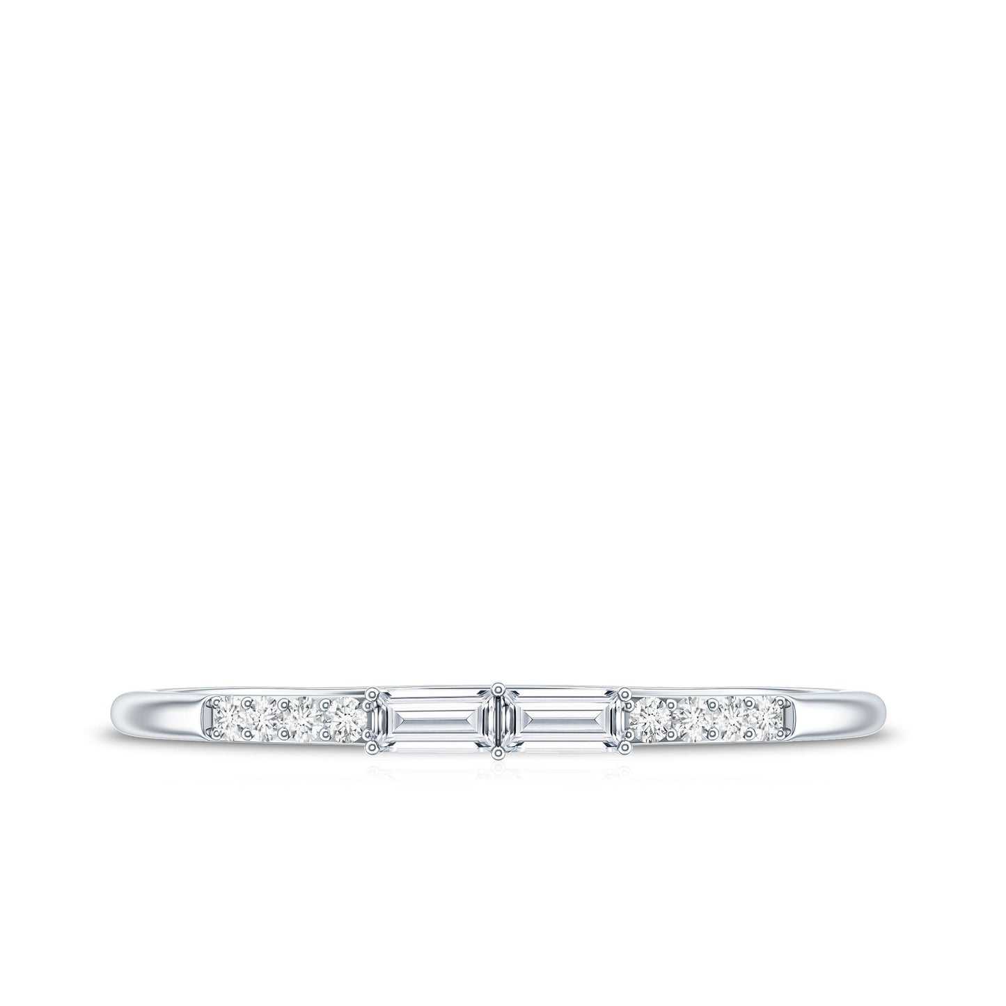 Baguette Diamond Stackable Ring in East West Style