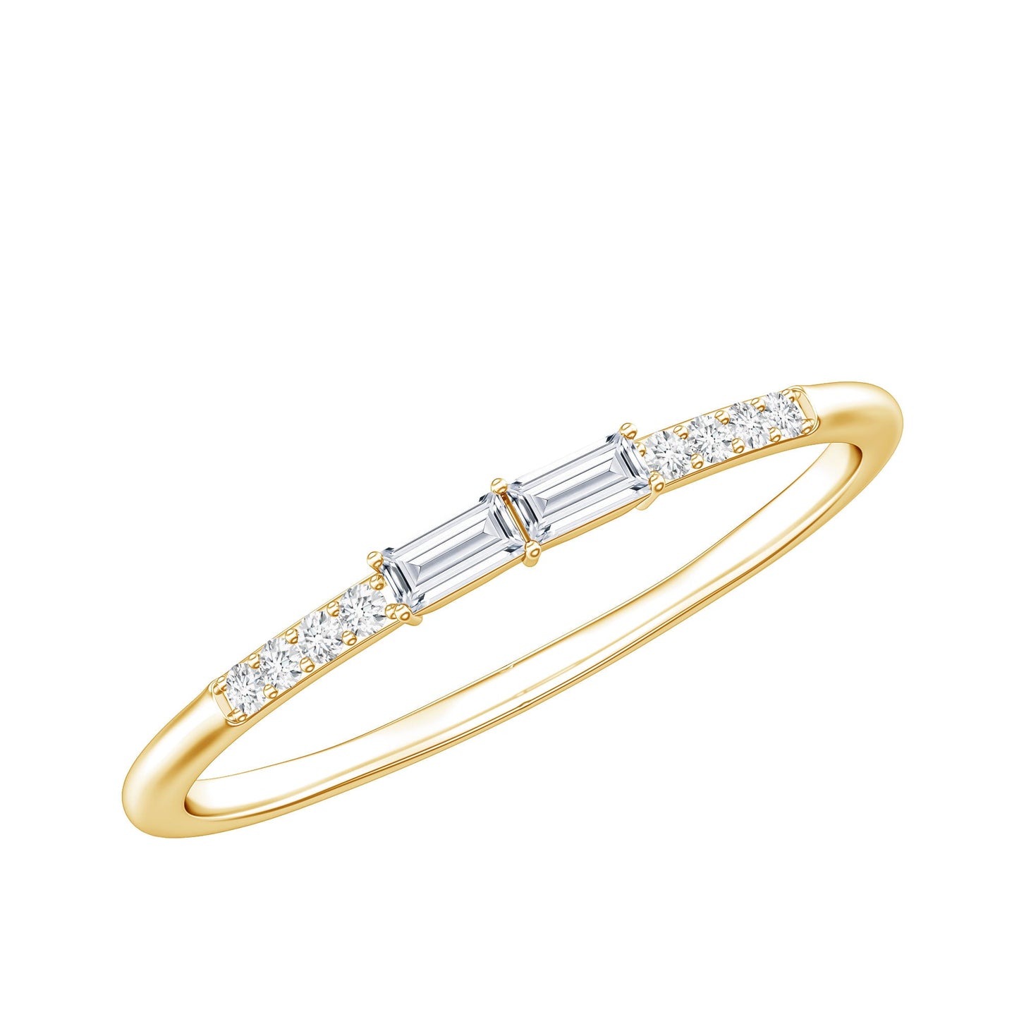 Baguette Diamond Stackable Ring in East West Style
