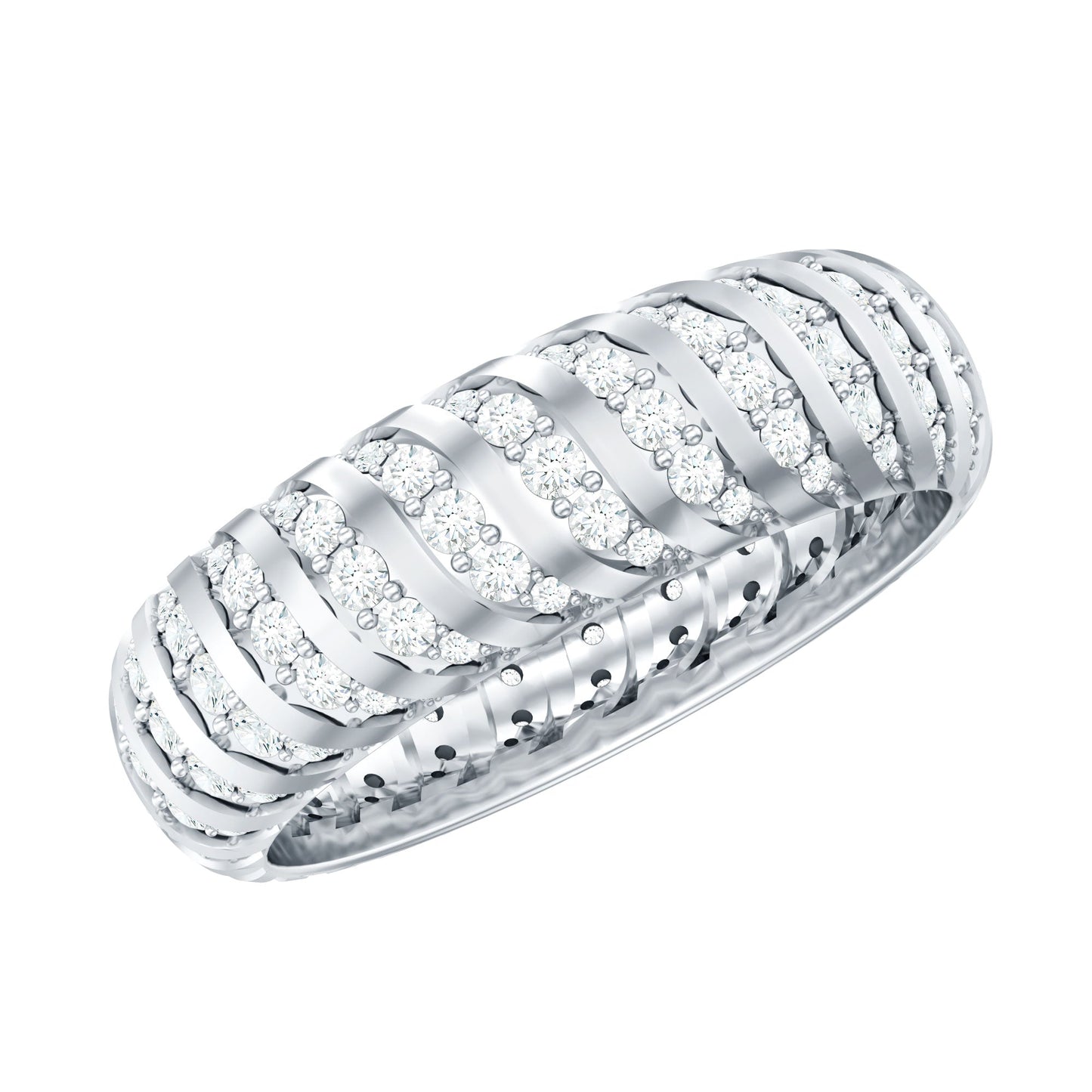 Pave Set Certified Moissanite Wedding Anniversary Band
