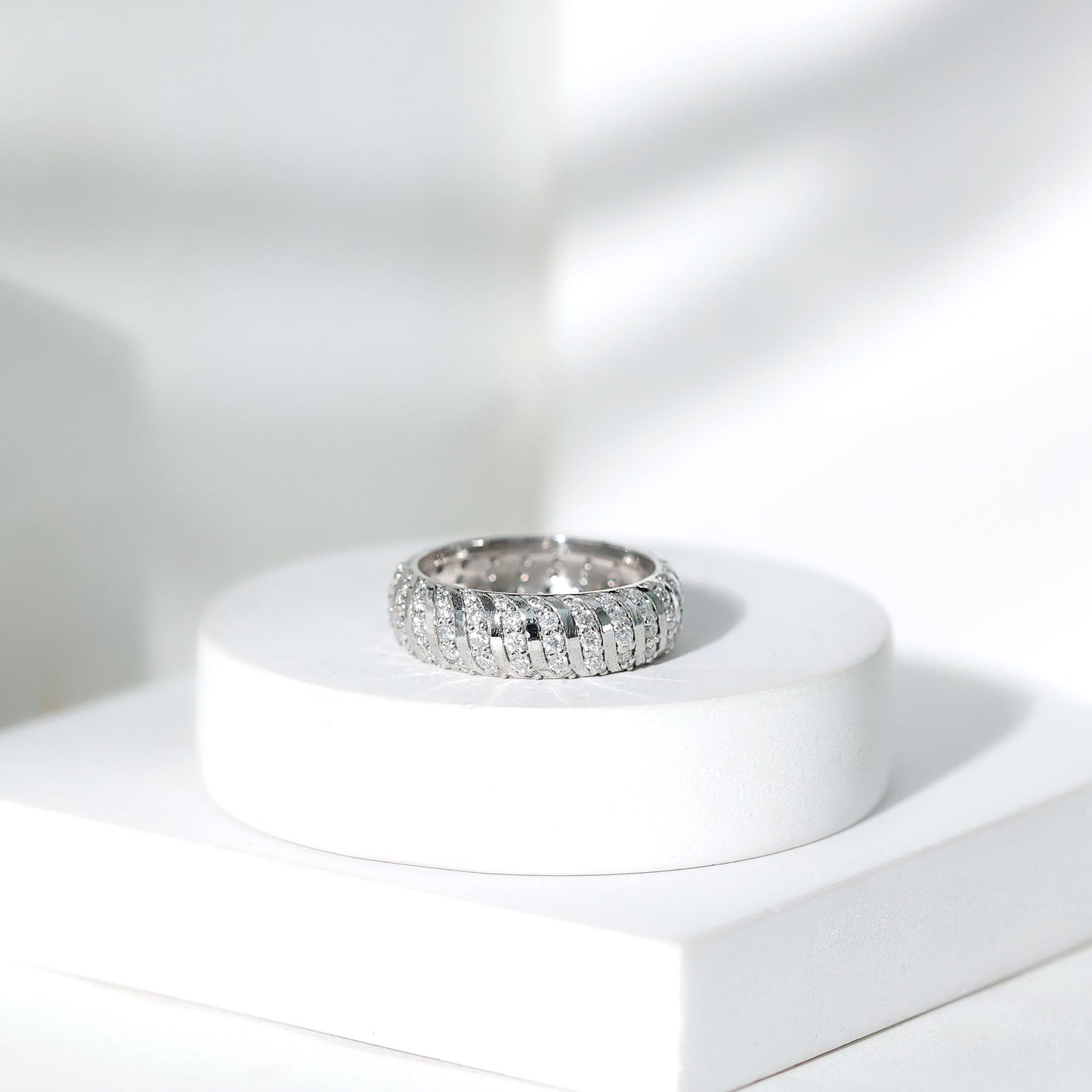 Pave Set Certified Moissanite Wedding Anniversary Band